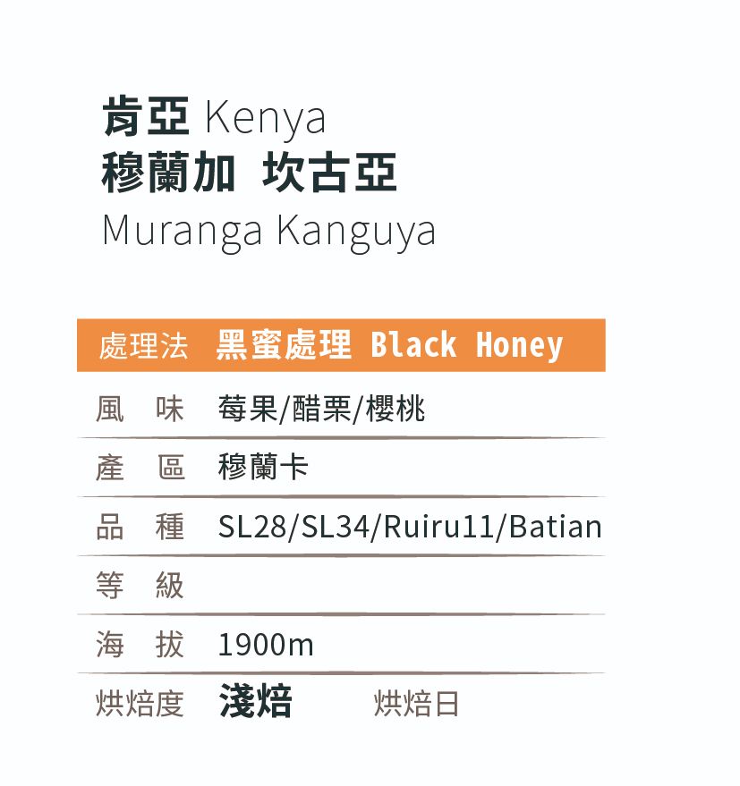 [淺焙]＿肯亞_穆蘭加_砍古亞_黑蜜處理