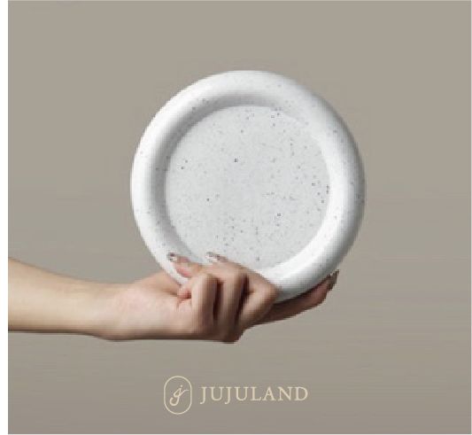 JU JU LAND 胖胖餐盤 INS 蛋糕盤 韓國 陶瓷盤 拍照神器 水果盤-破墨點點灰