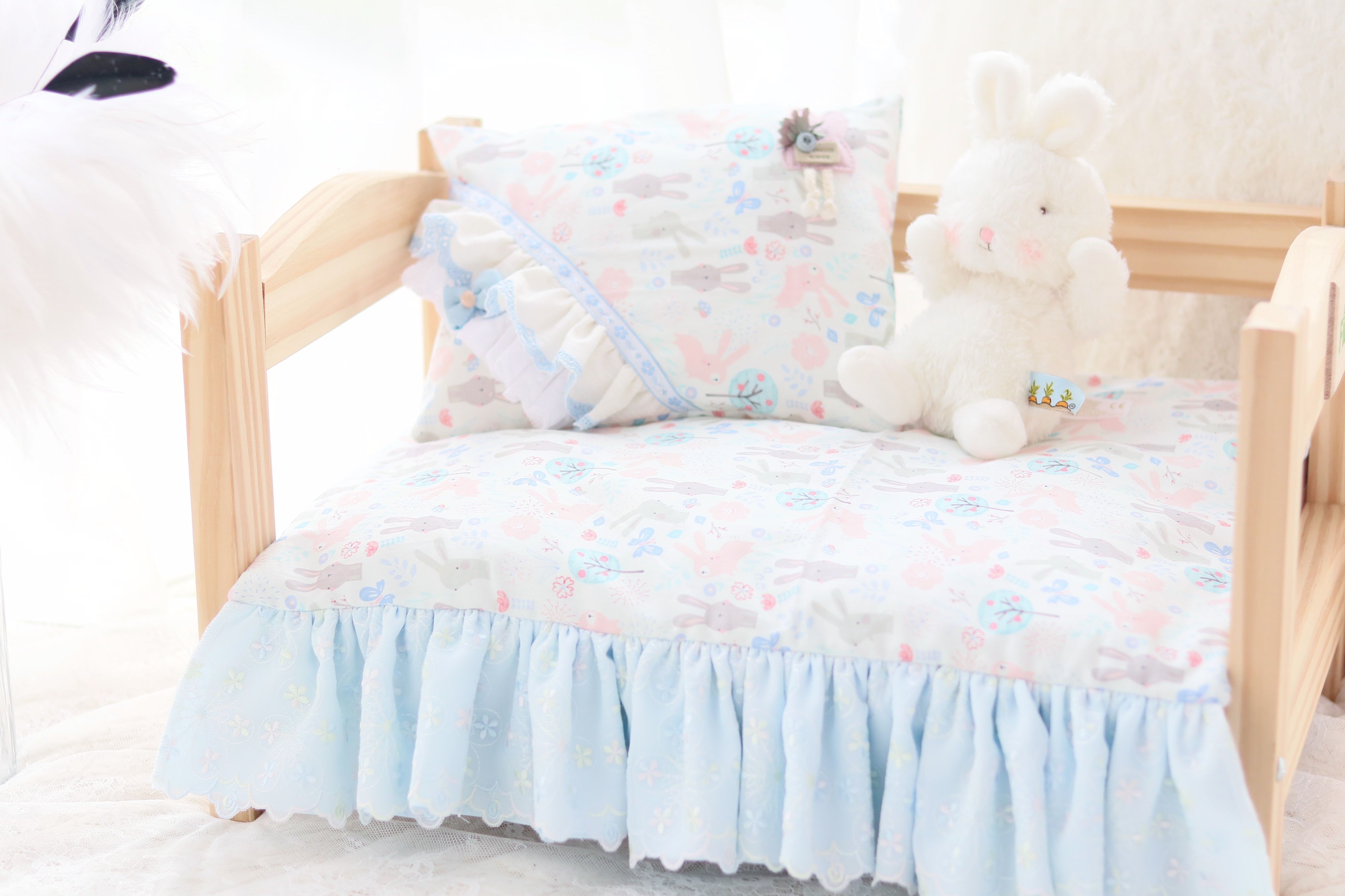 瑪雅家手工特製床墊組－藍色兔兔（不含床框）