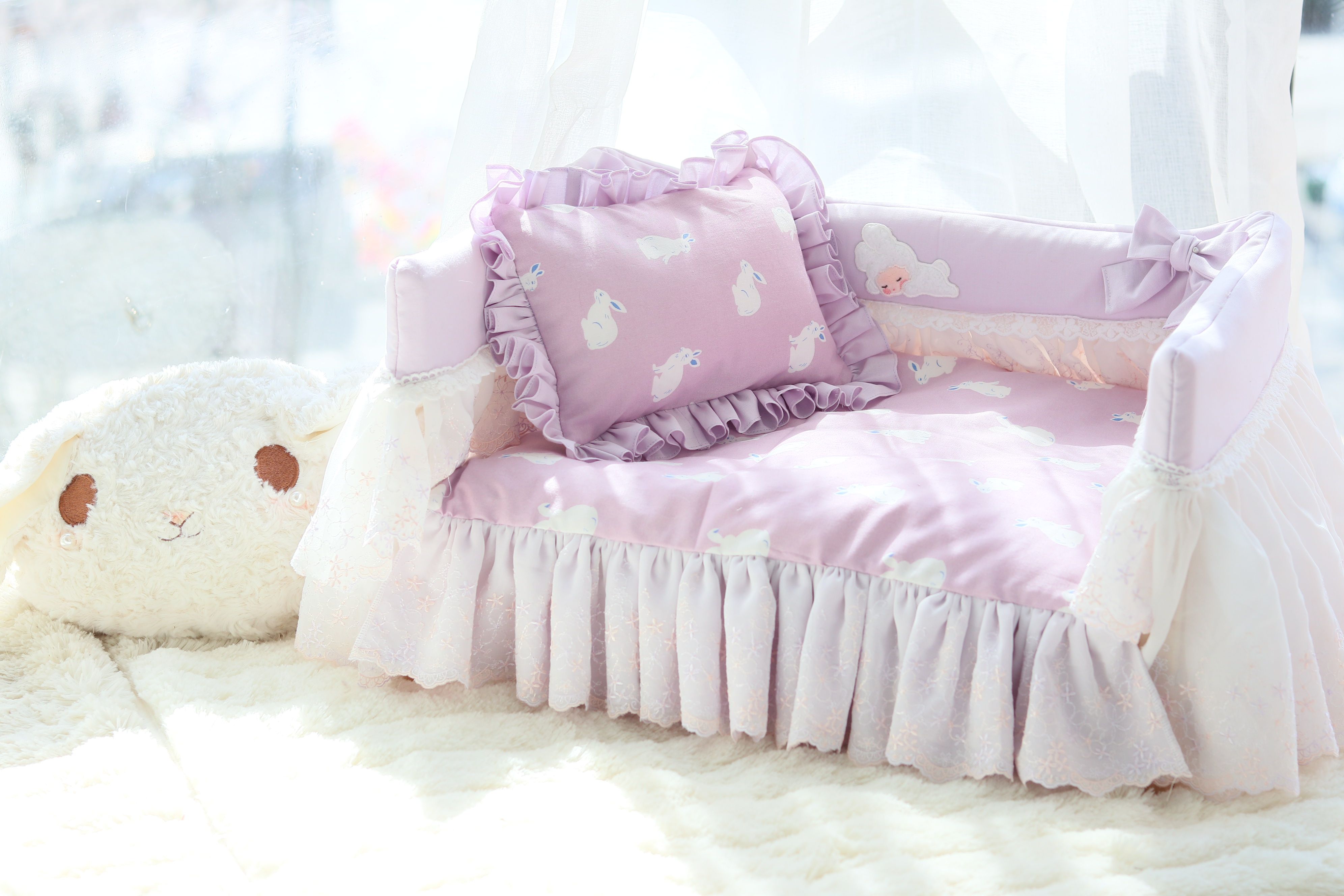 瑪雅家手工特製床墊組－紫色兔兔（不含床框和床罩）