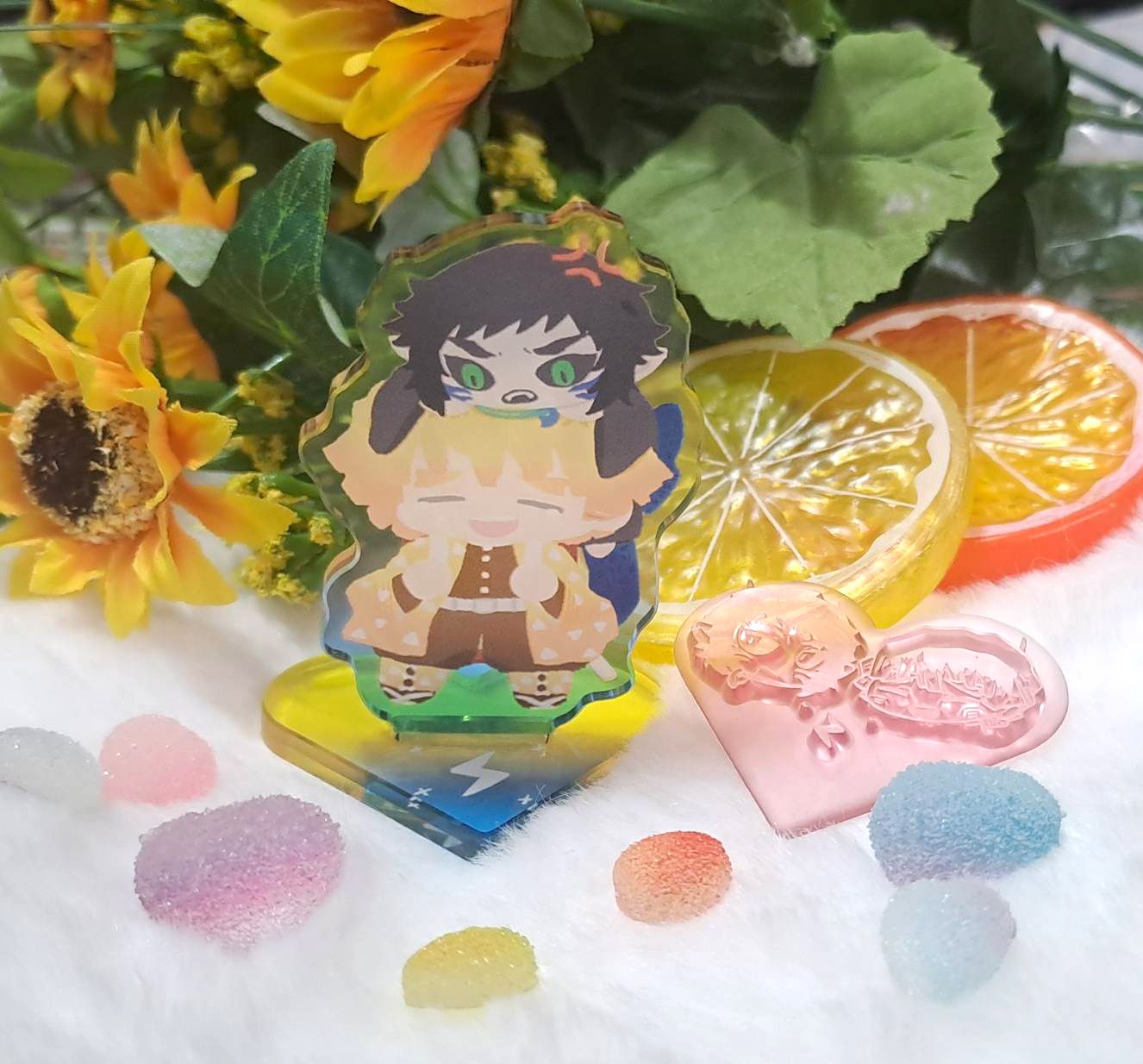 【鬼滅】雷兄弟 善逸 獪岳 壓克力立牌+軟膠印章