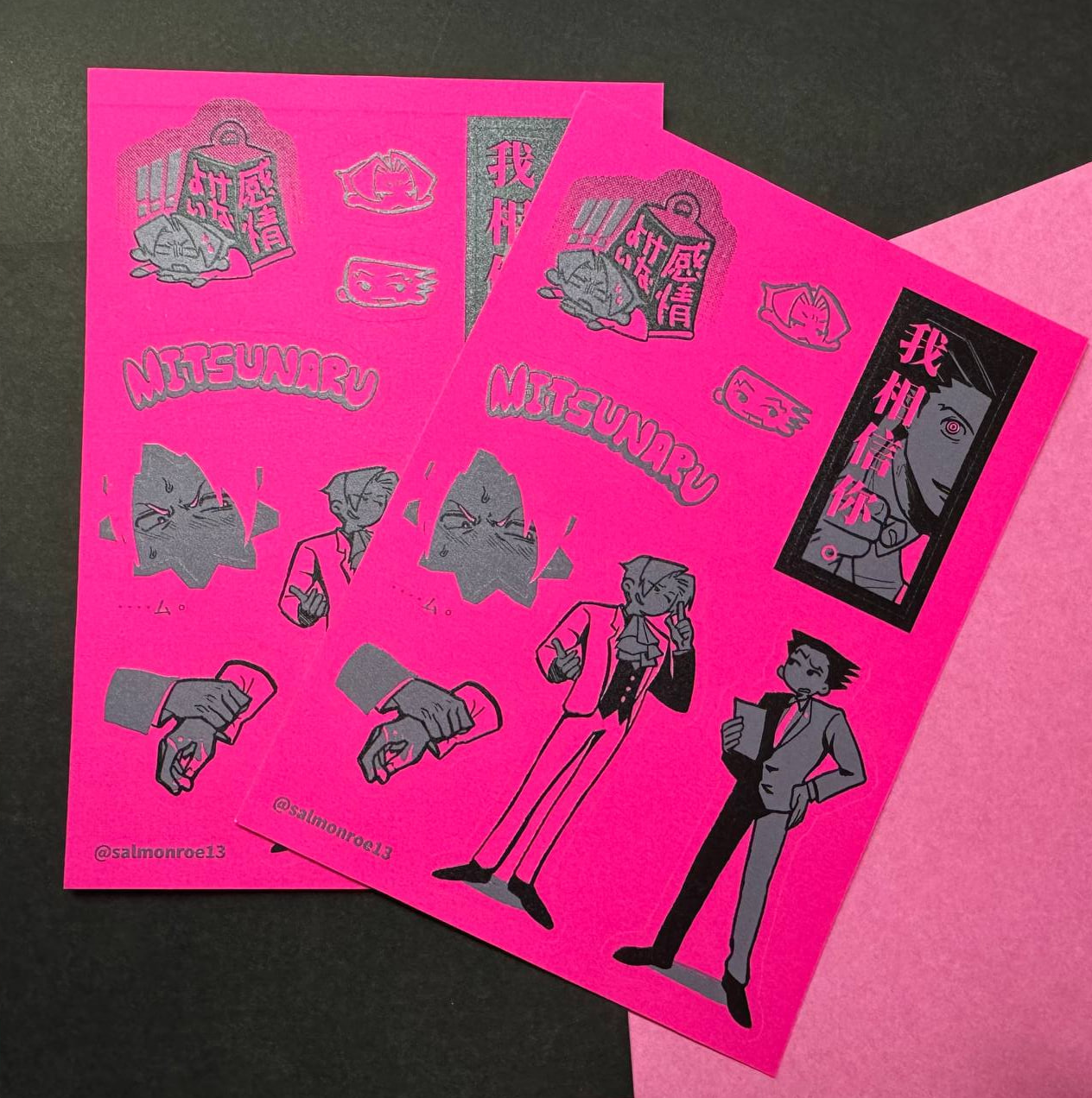 【逆轉裁判】御成螢光桃紅貼紙