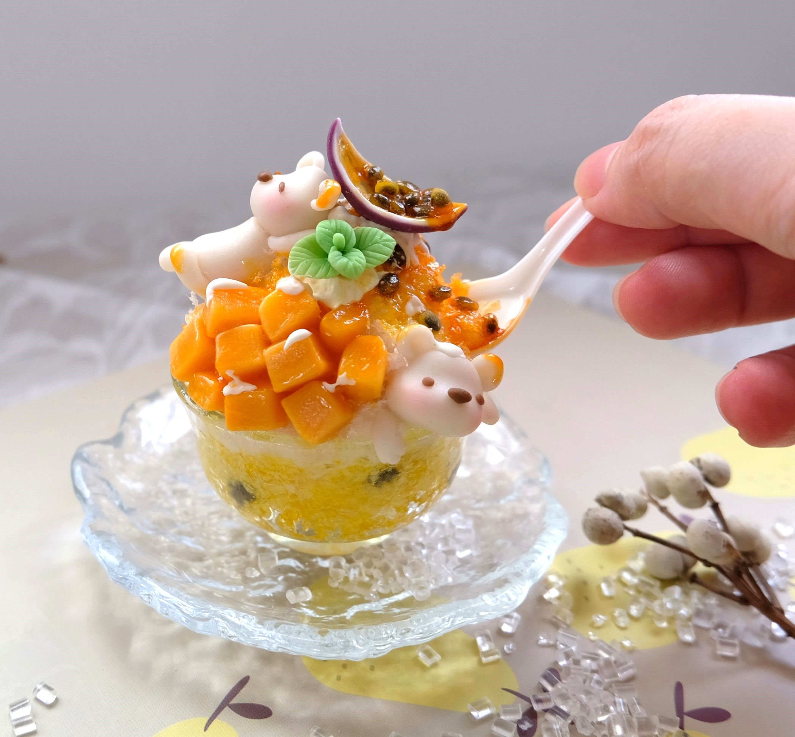 【現貨】夏日熊熊芒果刨冰  黏土材料包