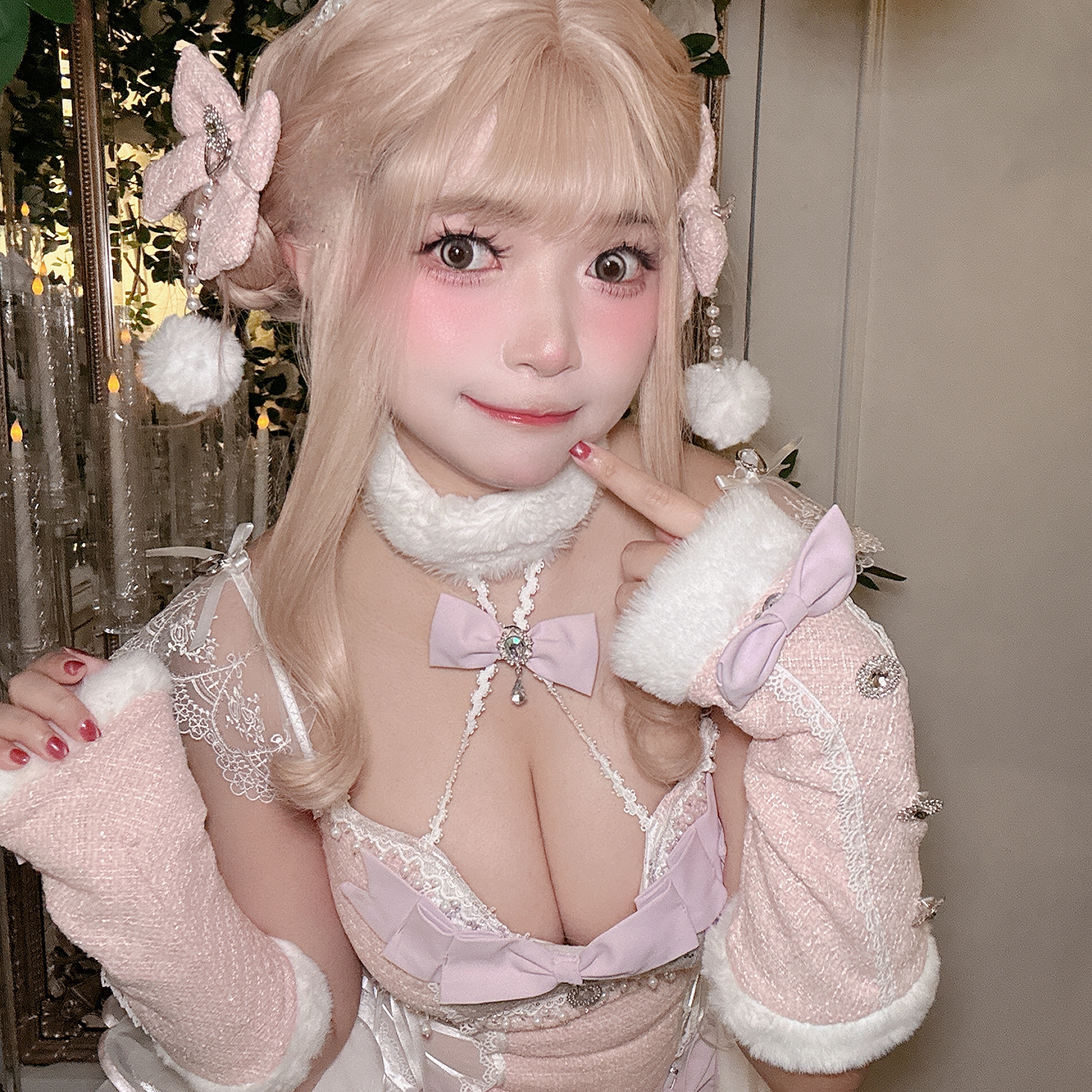 〔原創/粉色婚紗兔女郎〕限量簽繪拍立得x包子