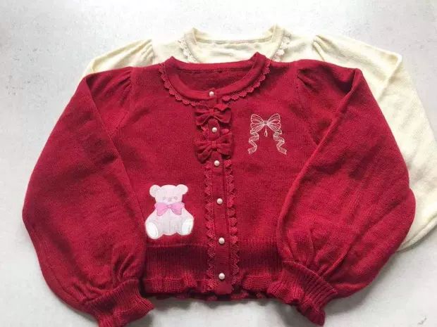 日單 針織外套 泰迪熊  紅色款