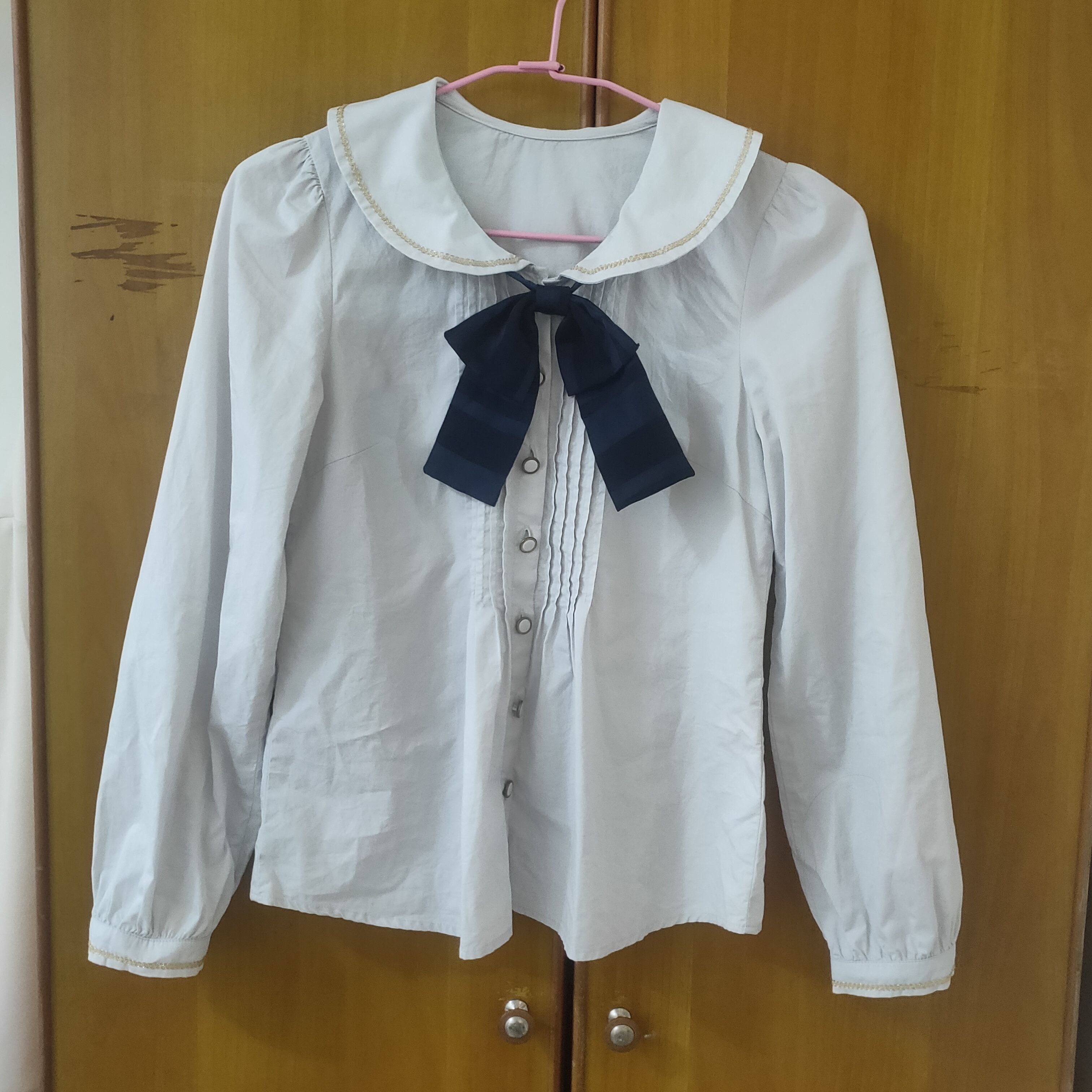 日單 secret honey 金邊娃娃領 襯衫 送蝴蝶結 少女風 上衣 amavel可參考