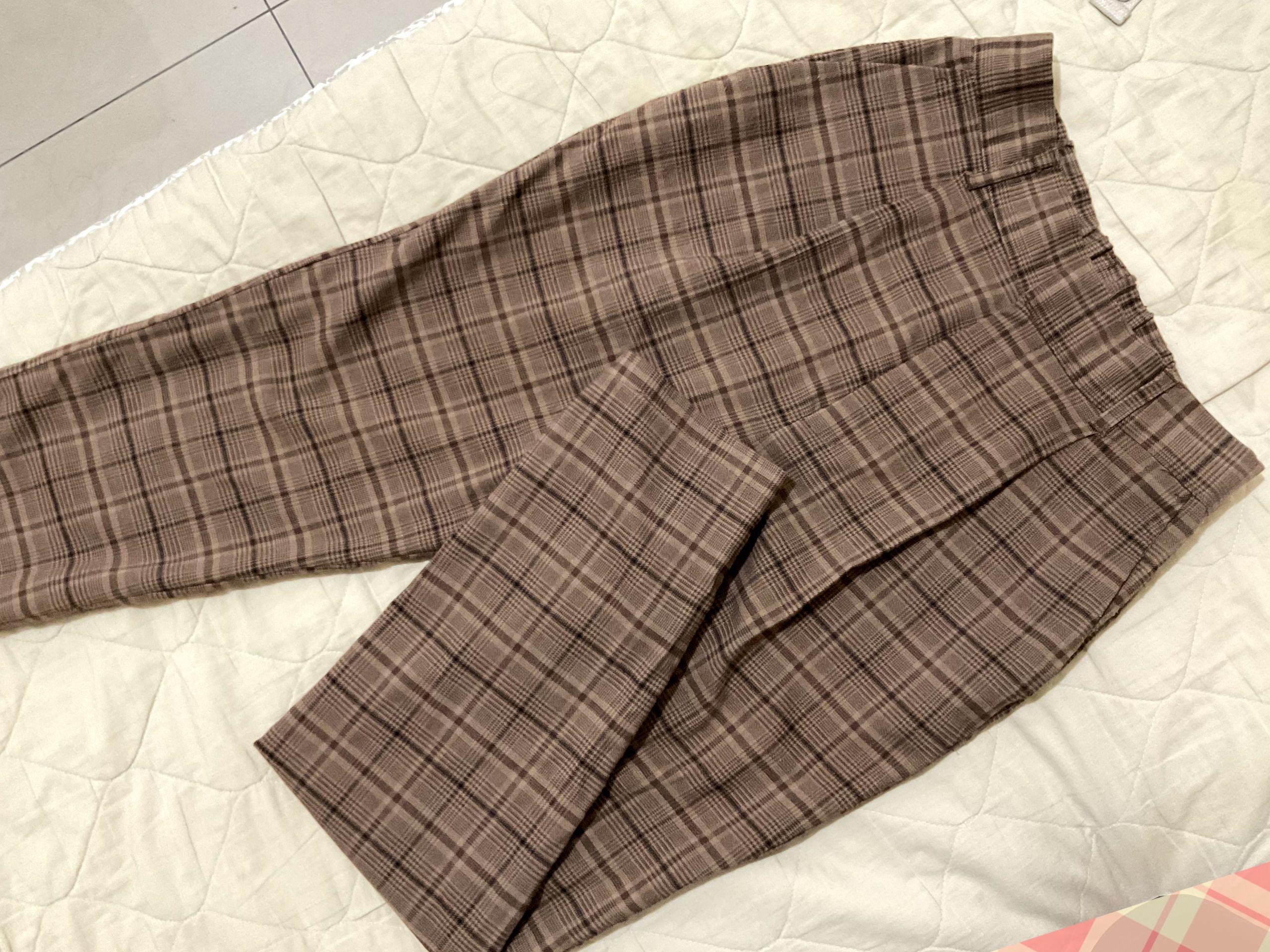 earth music＆ecology 棕色 格紋 褲子 咖啡色