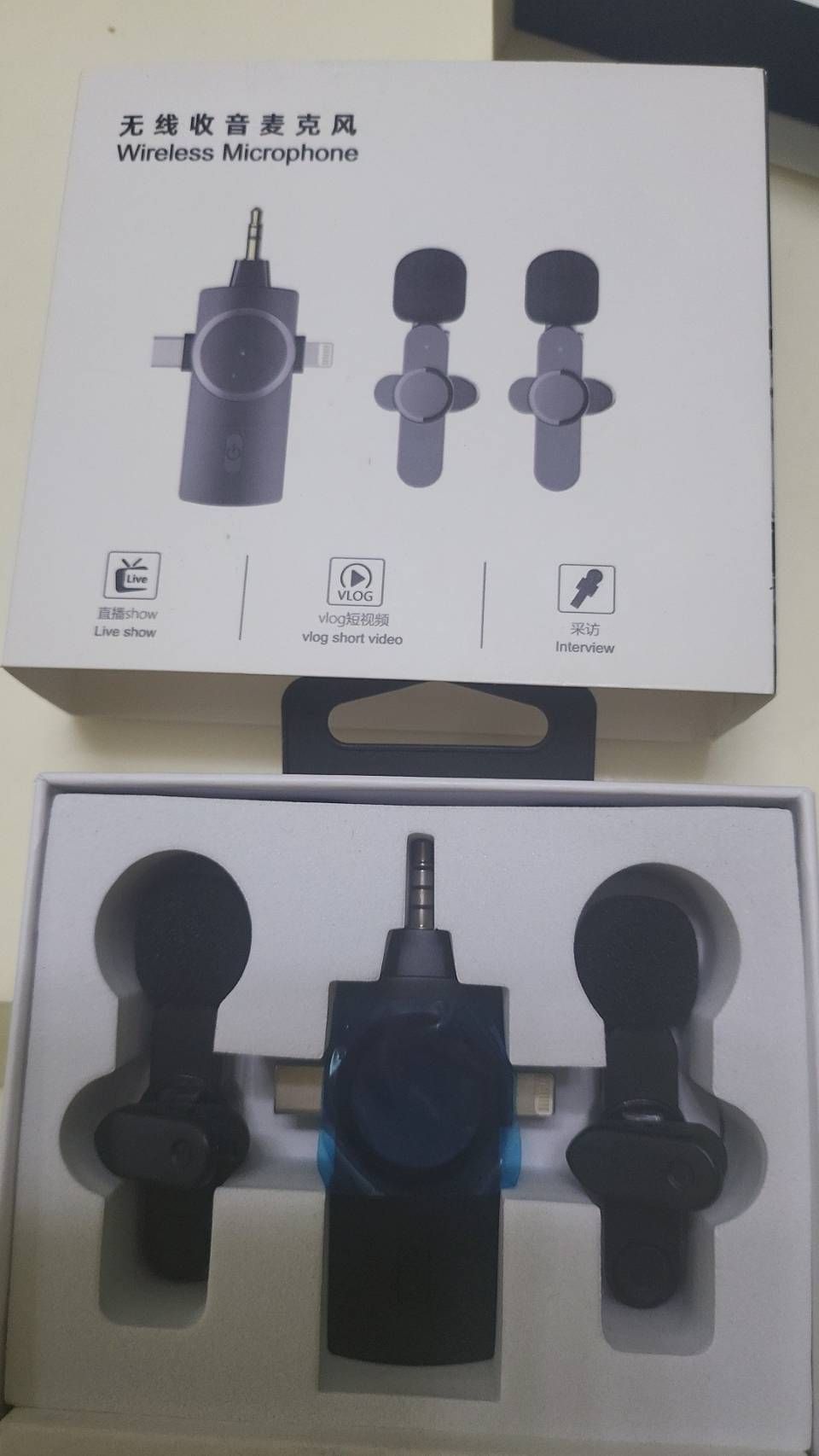 台中現貨 手機線領夾式播主播設備播視頻最 佳利器有兩支麥克風