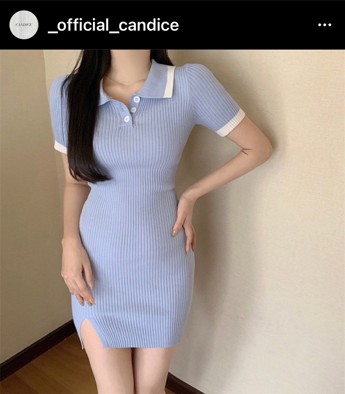 🏷️奶藍polo緊身裙