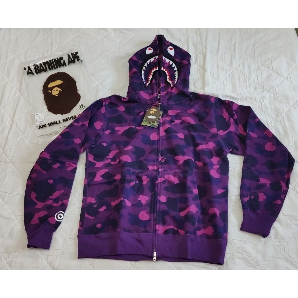 Ape Bape 全迷彩鯊魚外套紫