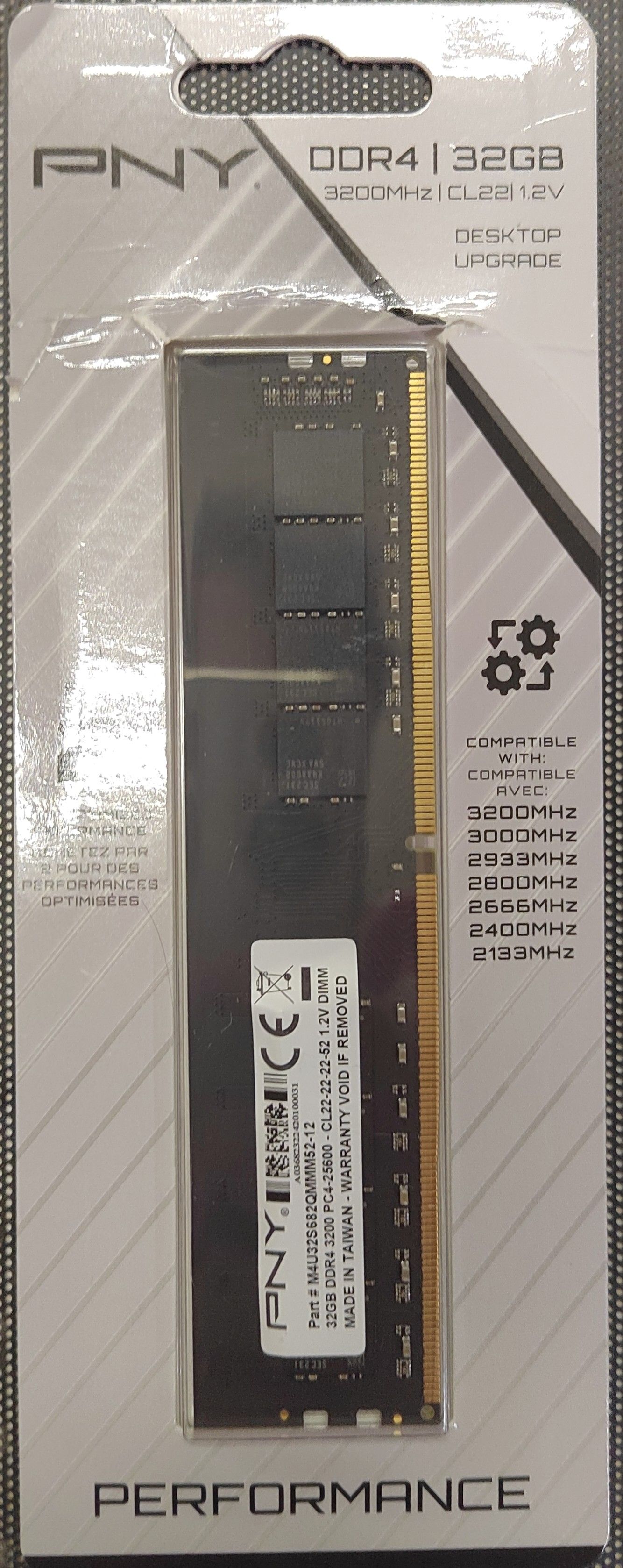 PNY DDR4 3200MHz 32GB 桌機用 單支32GB