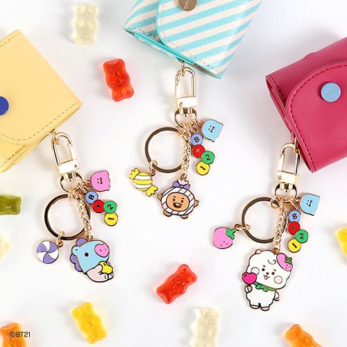 韓國正品 BABY BT21 x Monopoly Jelly Candy 金屬掛飾 鑰匙圈 果凍