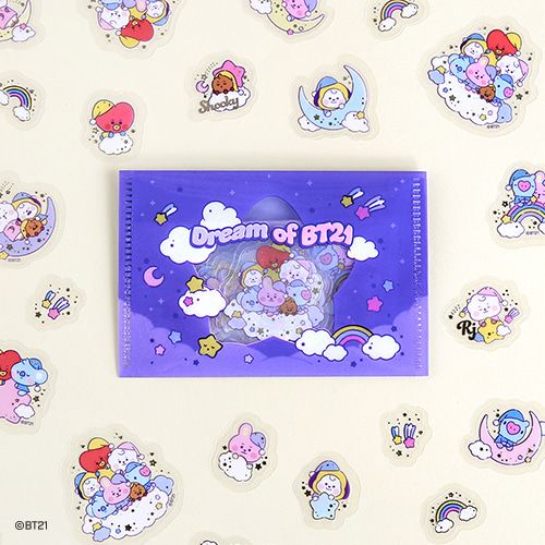 💜現貨 韓國正品 BT21 X Monopoly 寶寶系列 Dream 睡夢寶寶  貼紙包 透明