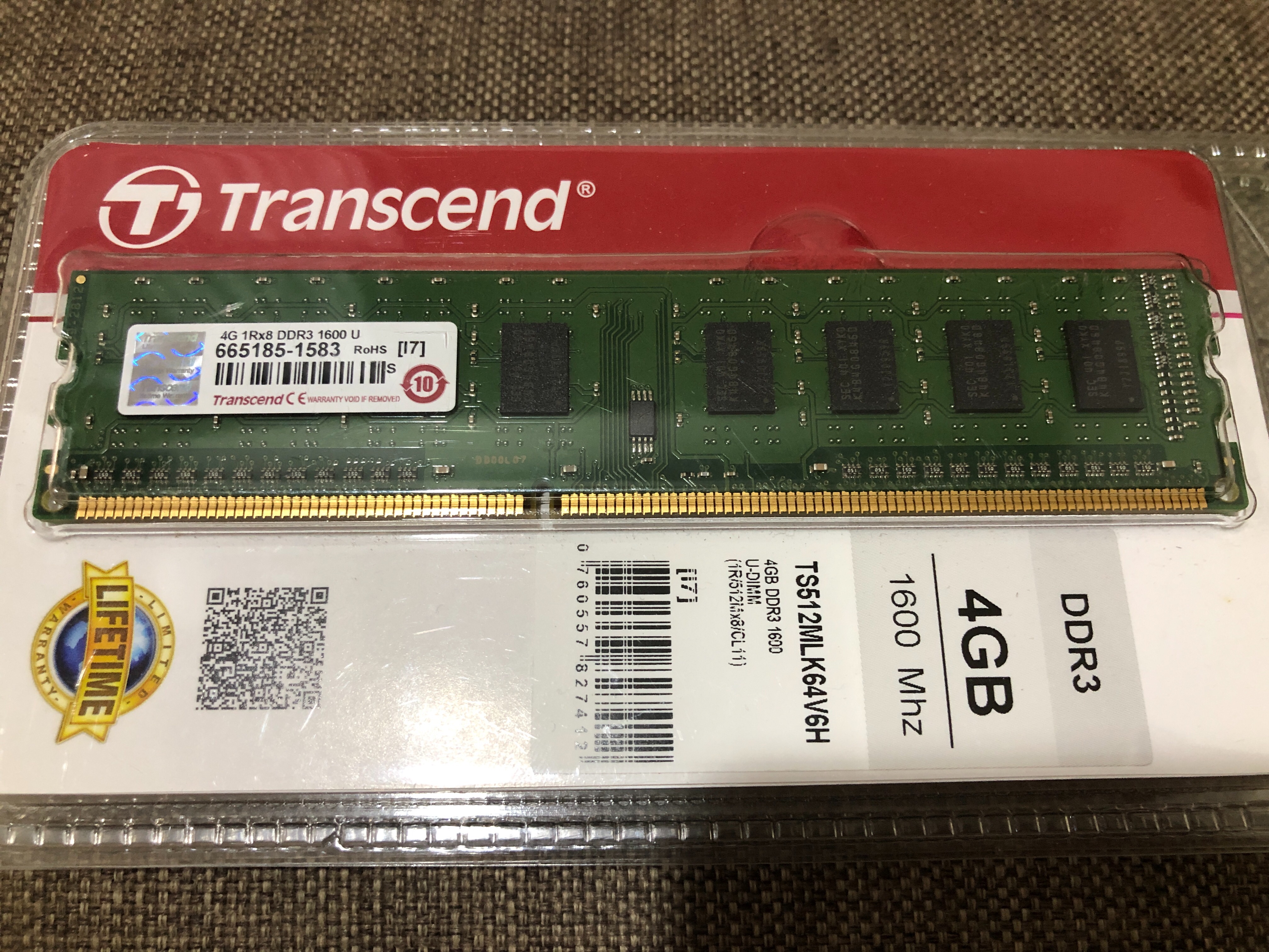 創見 DDR3-1600 4G
