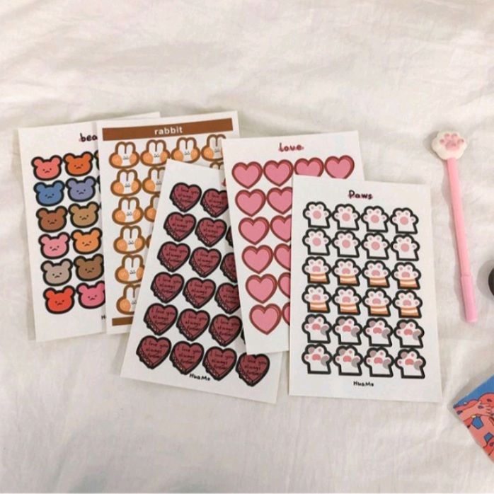 韓系 可愛 貓爪 小熊 愛心 小兔 笑臉貼紙 手賬 DIY 封口貼 手機殼 裝飾貼紙