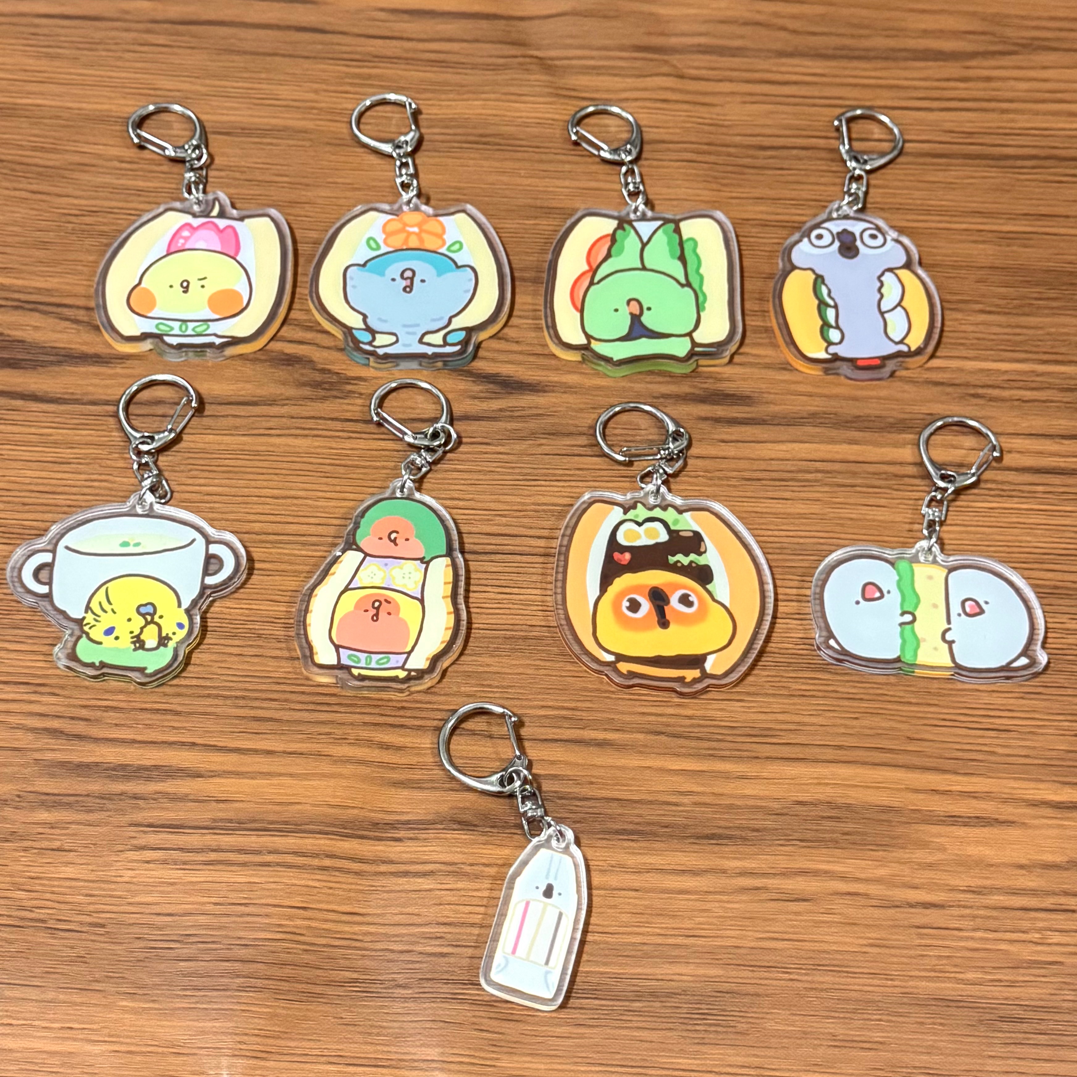 鳥事多原創-鳥寶三明治系列鑰匙圈