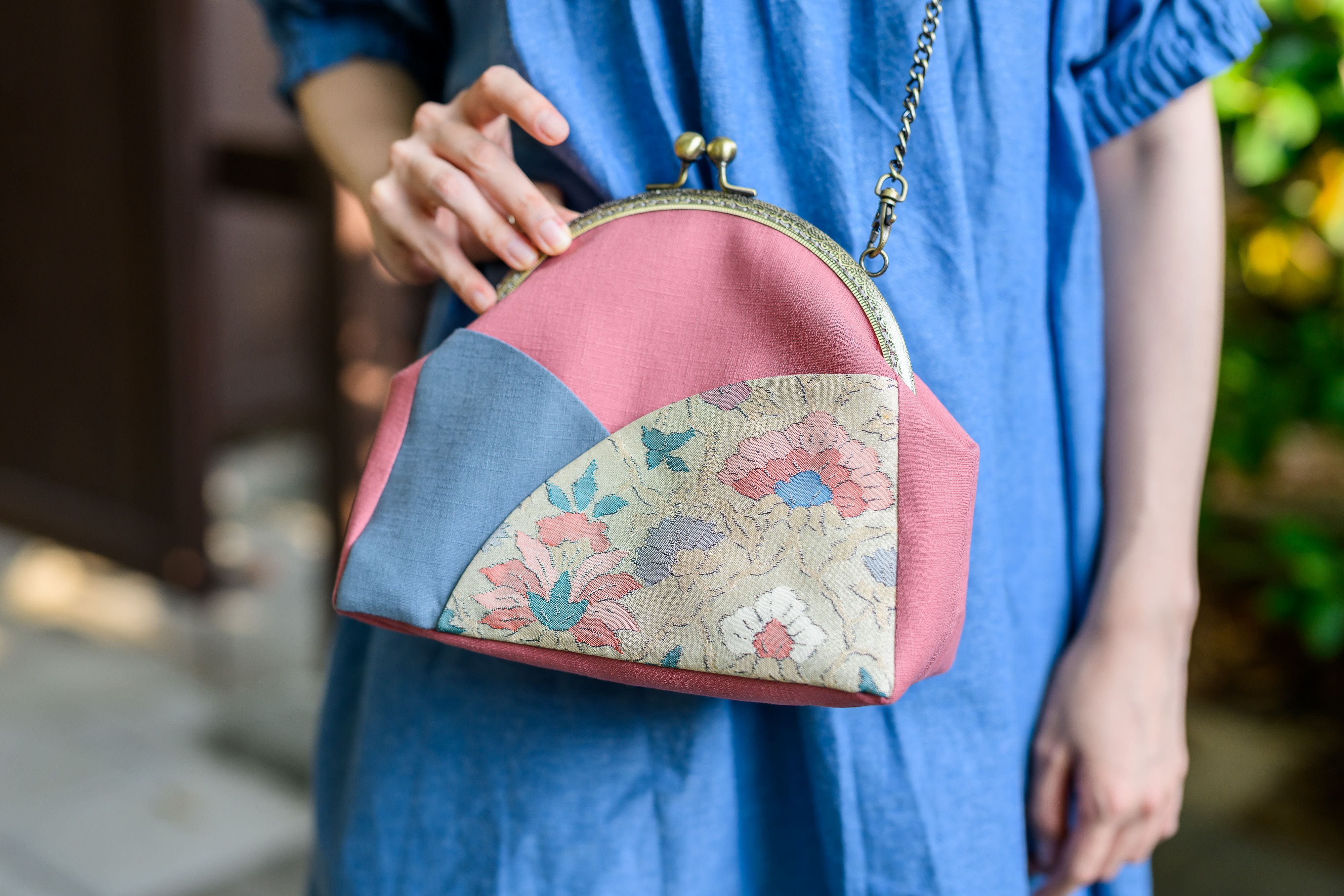 新品【暮藍粉語-和改】山之包/口金包/側背包