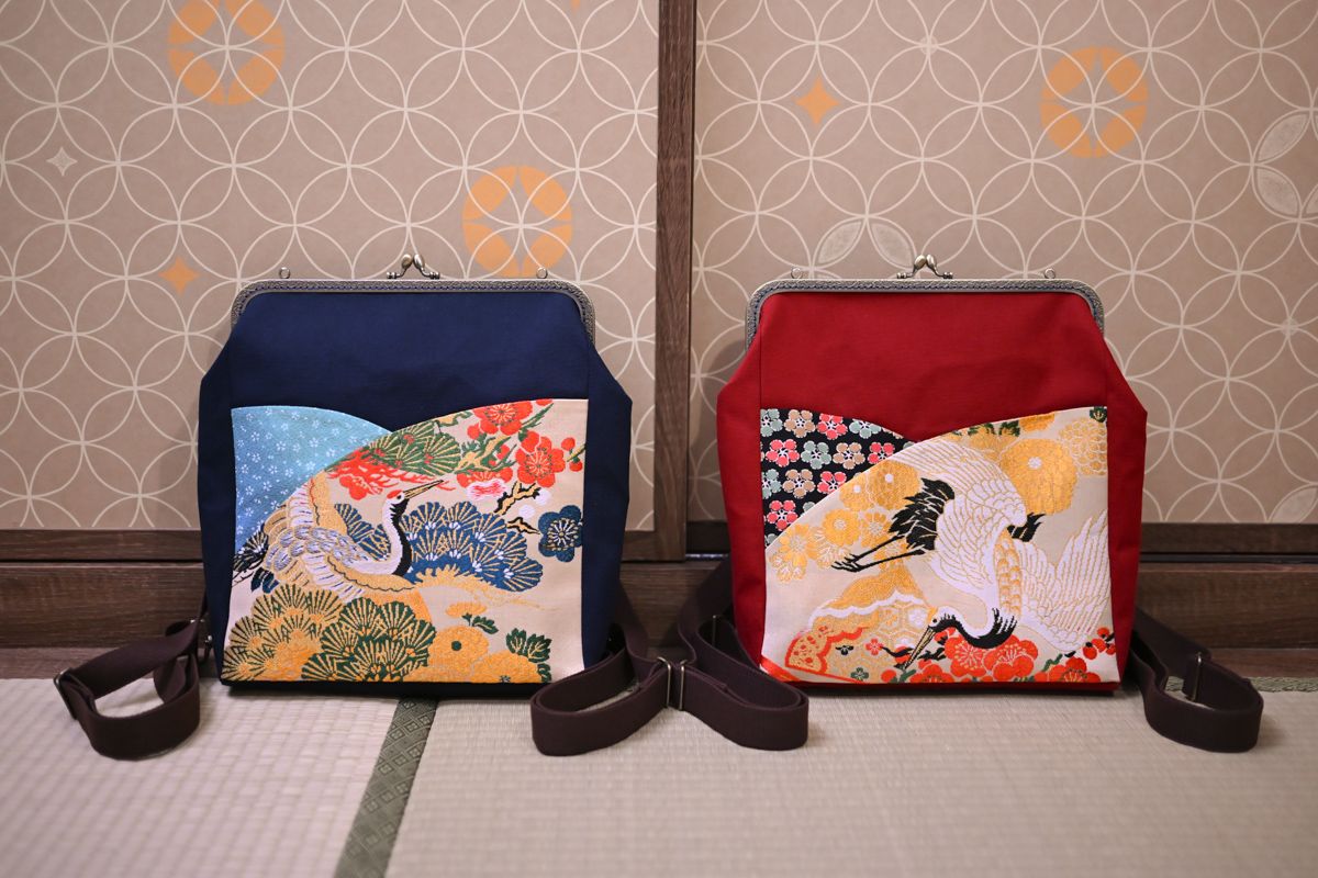 新品【大吐司口金後背兩用包】-和改鶴柄