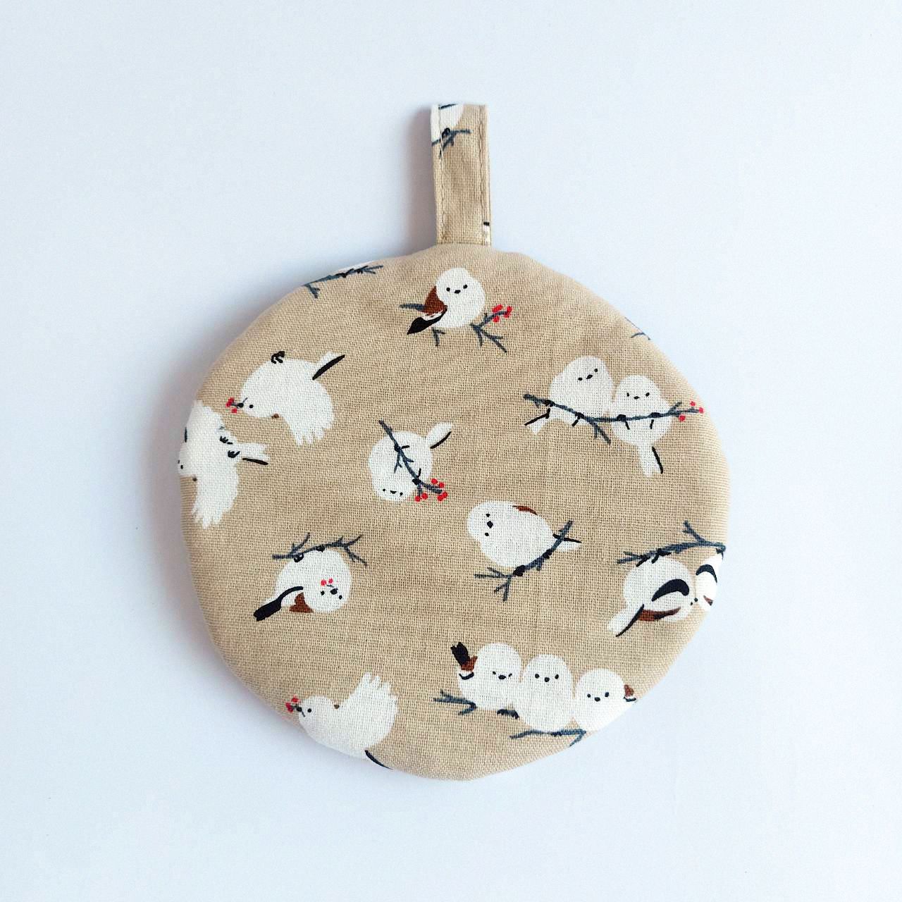 手作小物｜深藍/米色山雀圓形零錢包（共2色可選）