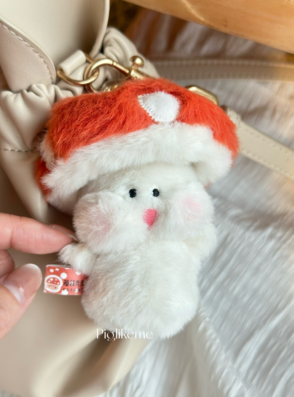 Piglikeme |超可愛的小蘑菇禿禿 帽子可脱的掌心小可愛吊飾