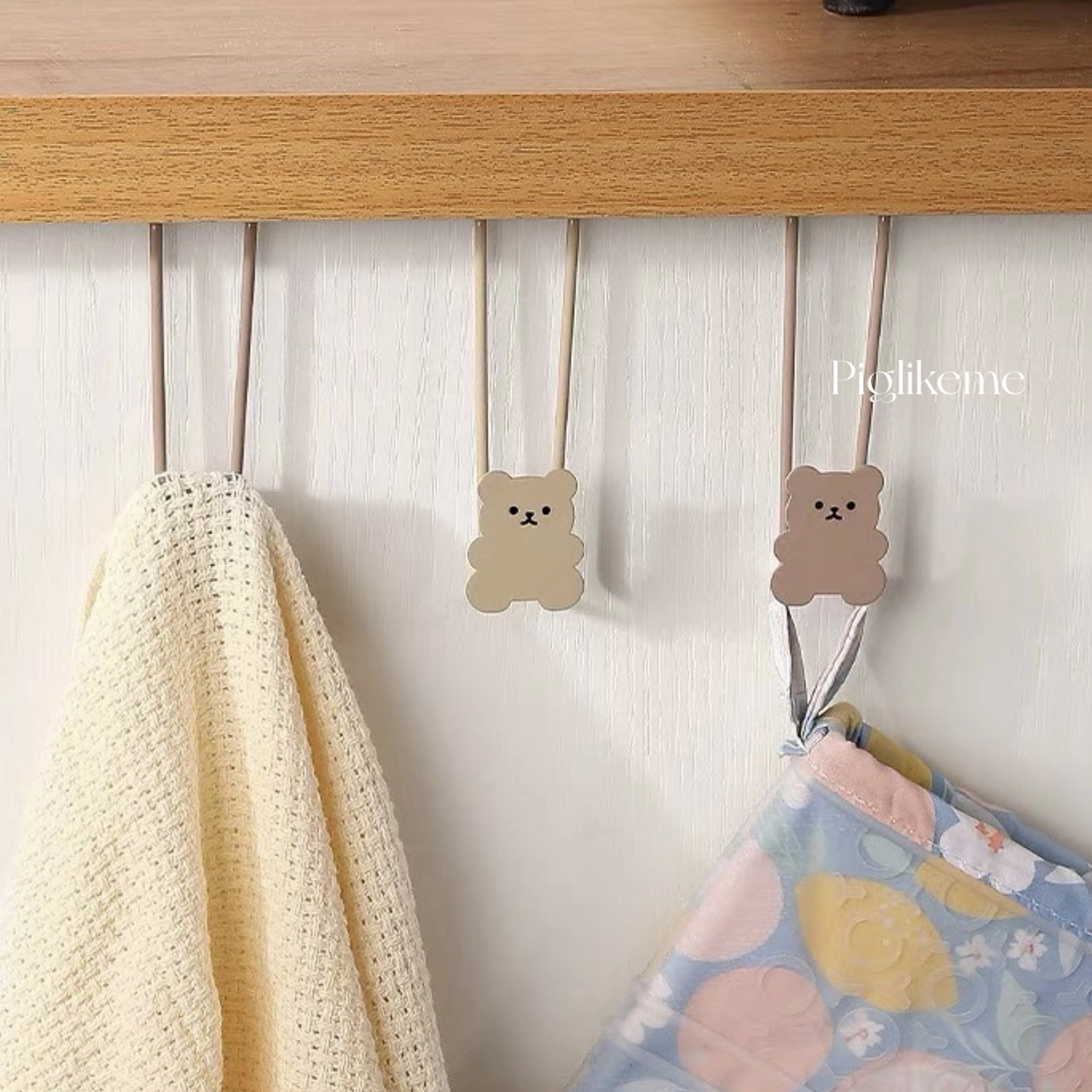 Piglikeme | 日本可愛小熊🇯🇵櫃門掛鈎 門後掛鈎 廚房垃圾袋支架 毛巾掛勾