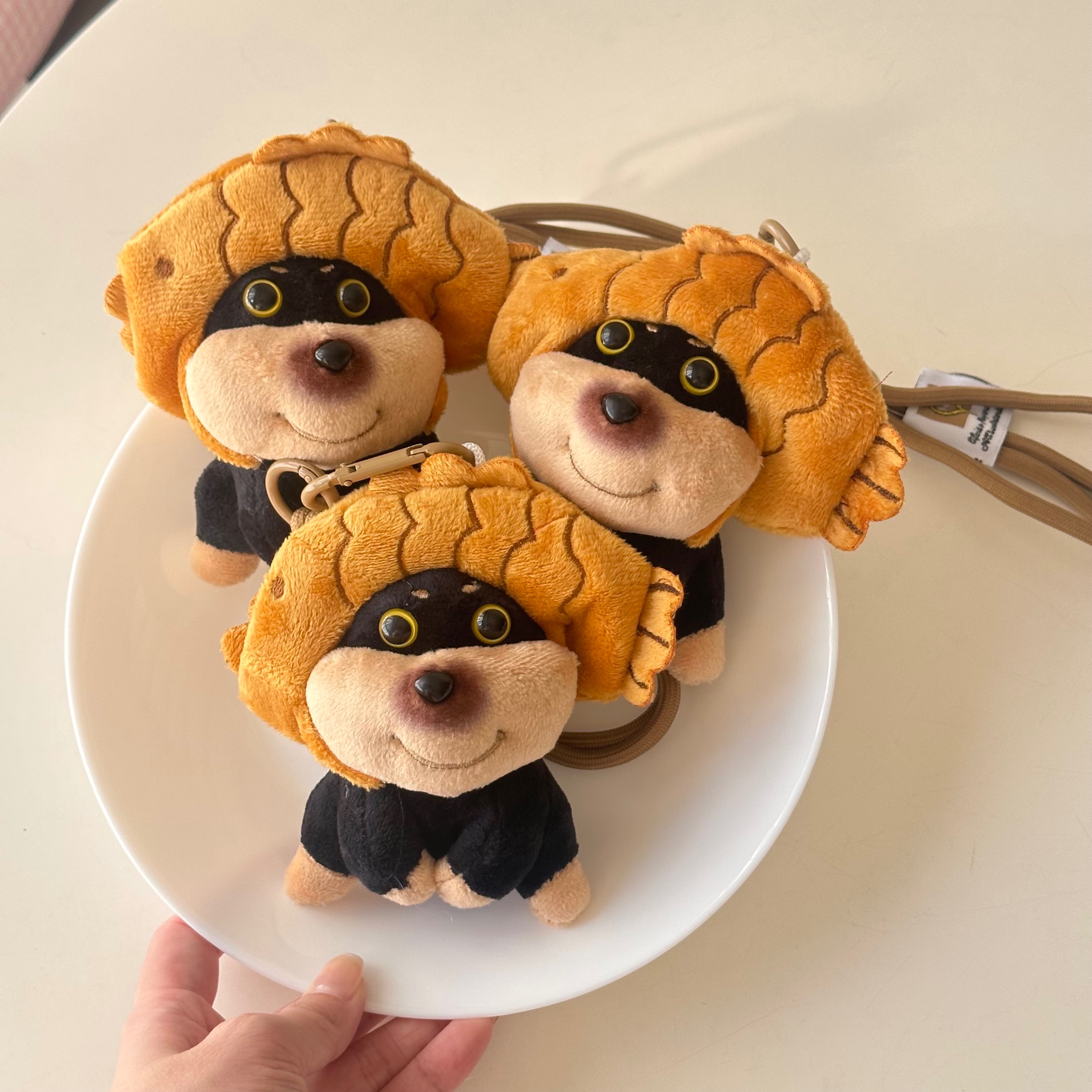 包包臉鯛魚燒豆套柴犬吊飾 附手機掛繩