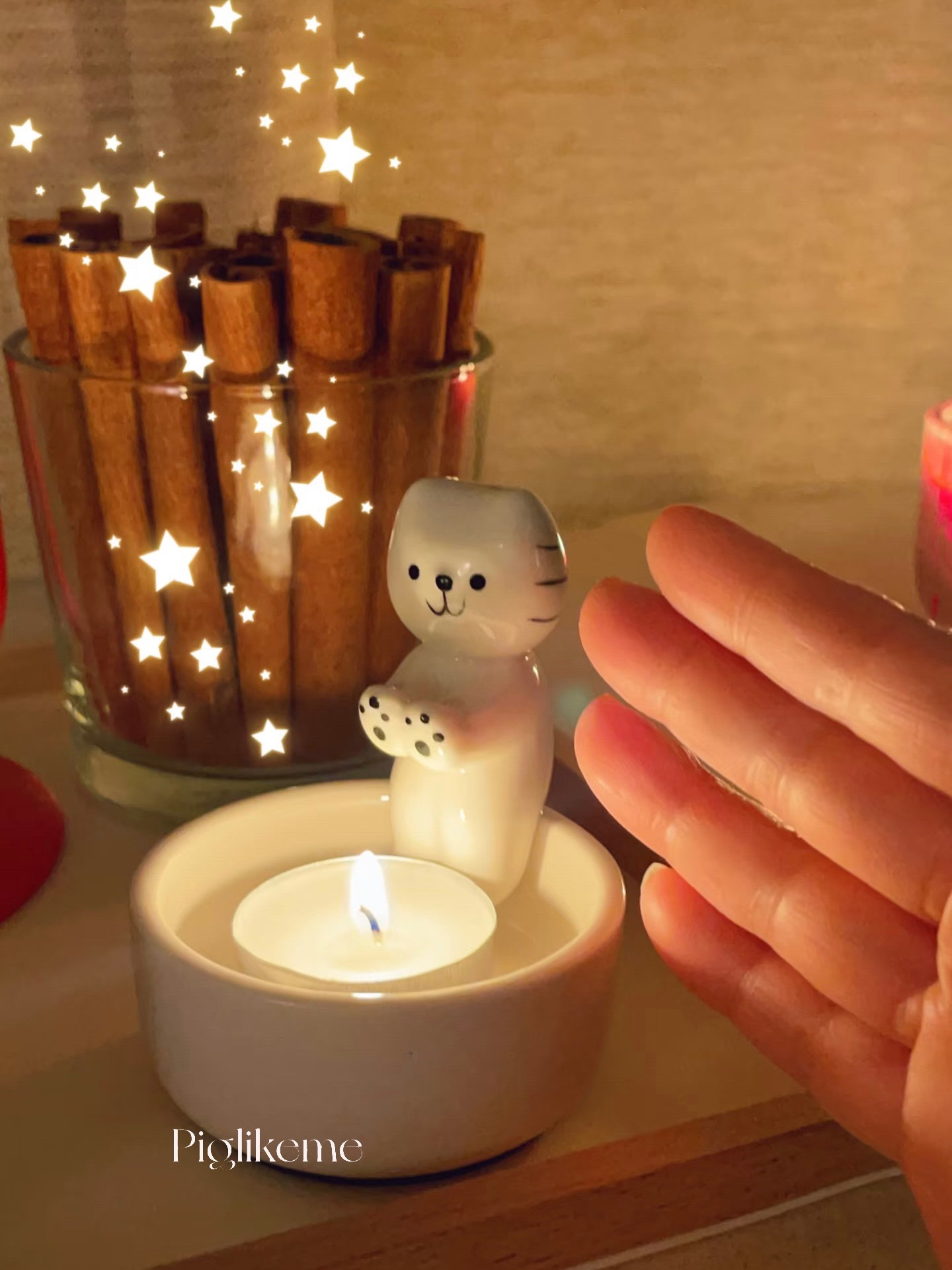 Piglikeme| 暖手小貓蠟燭台 飾物收納 擺設禮物