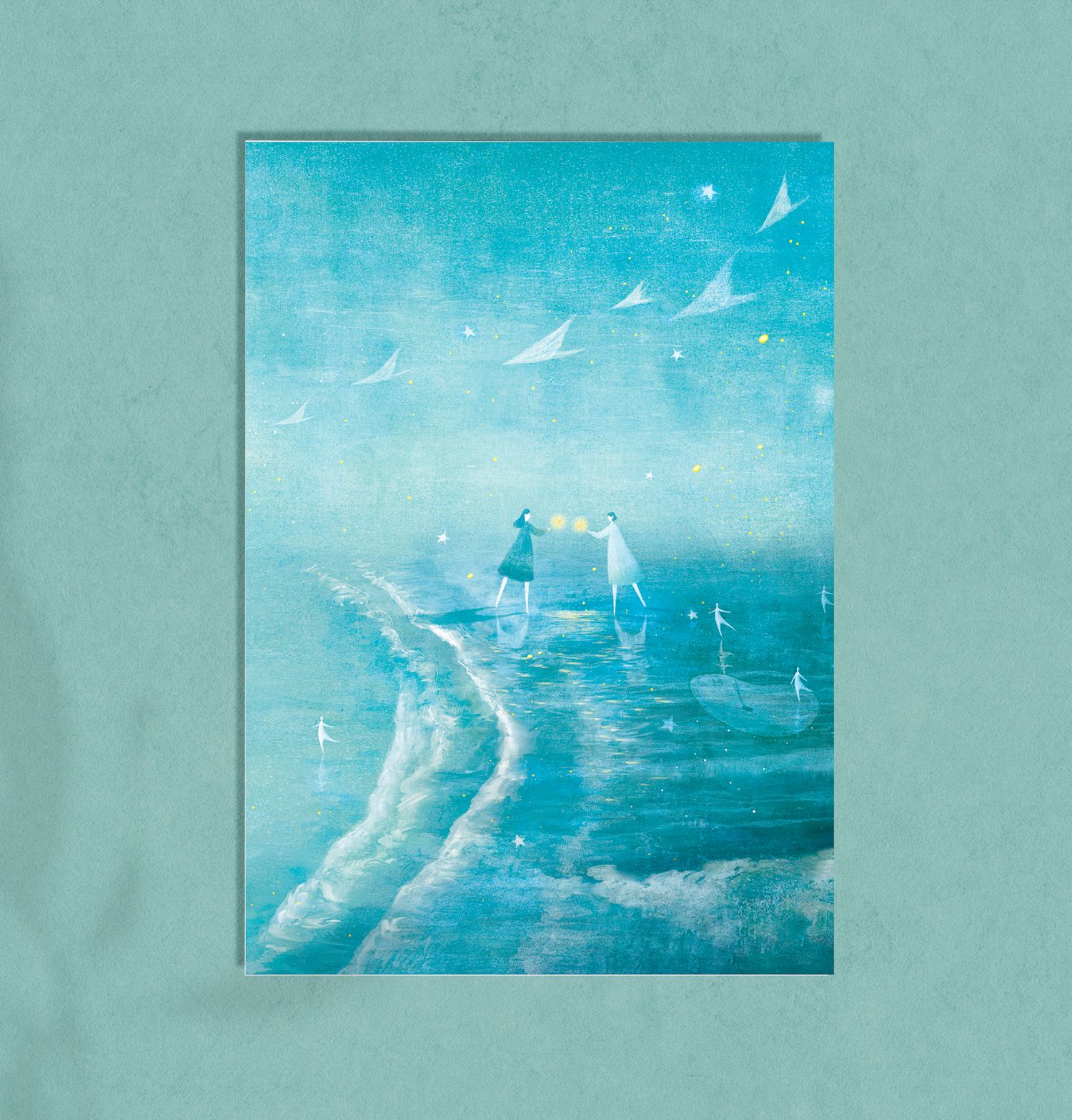 插畫明信片 - 海浪波光