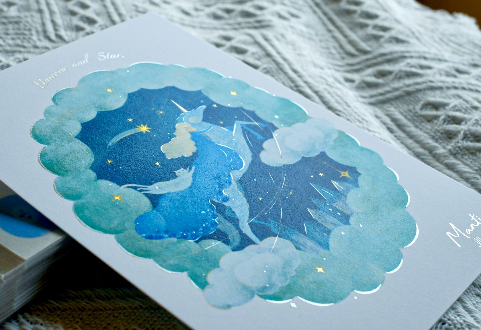 燙色畫卡 - 獨角獸與流星