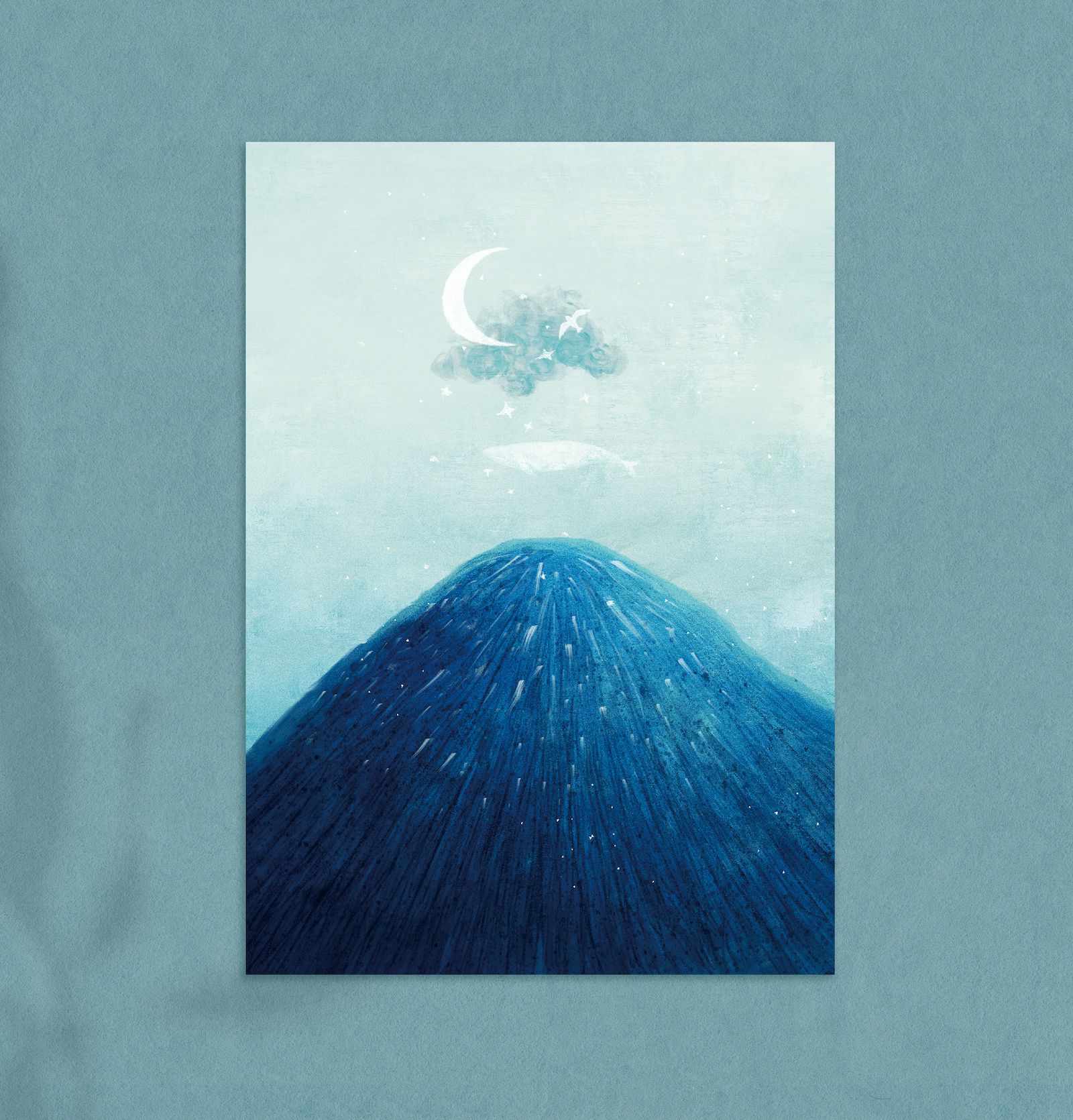 插畫明信片 - 藍色山脈的夢