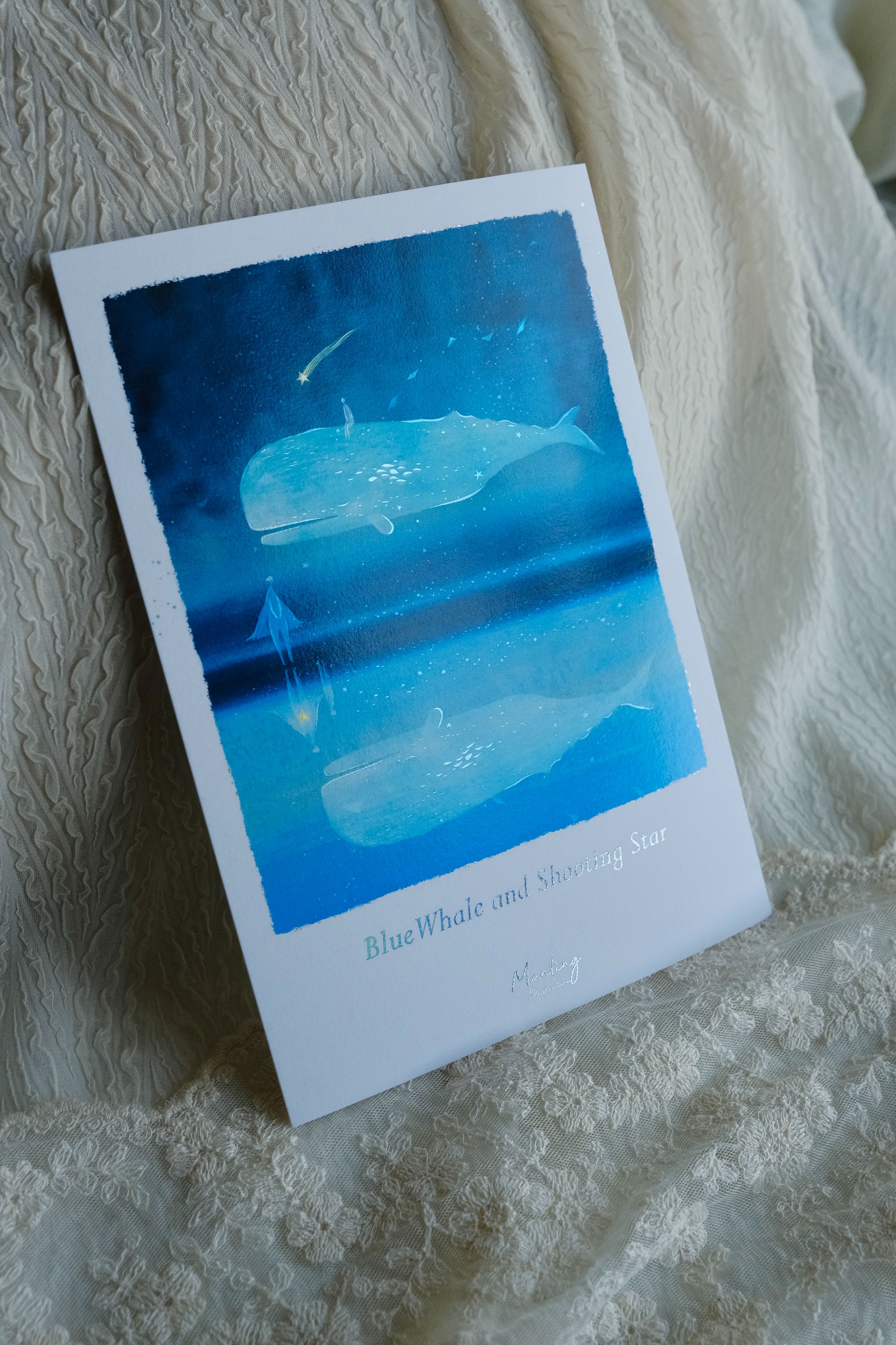 雷射畫卡 15x21cm （A5） - BlueWhale and Shooting Star