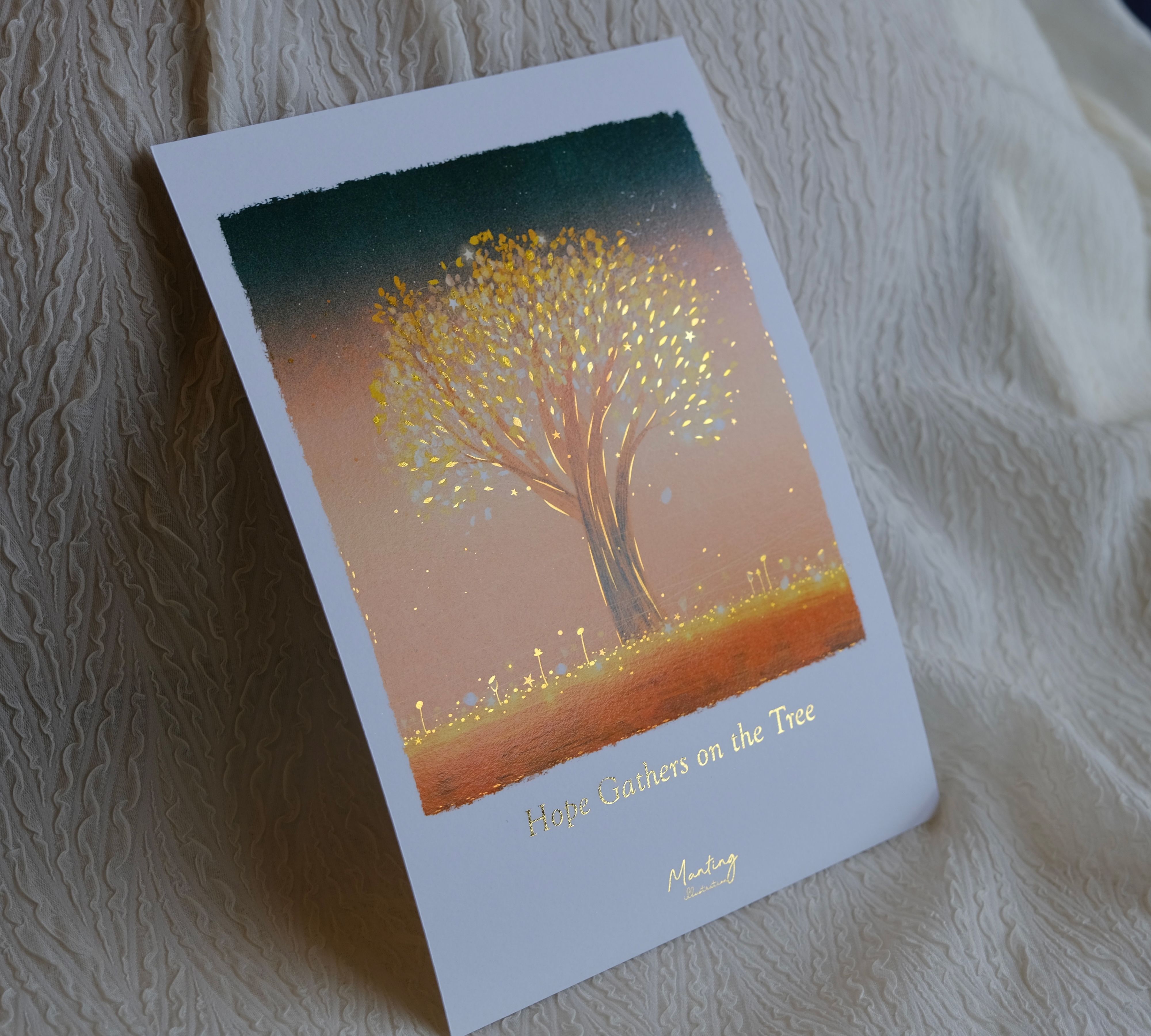 燙金畫卡 15x21cm （A5） - Hope gathers on the tree