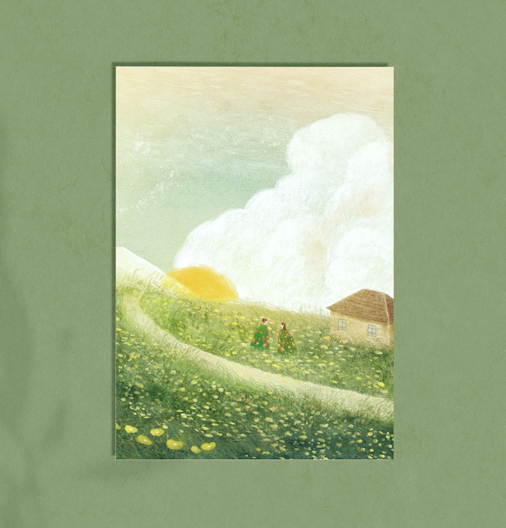 插畫明信片 - 曠野裡的相遇