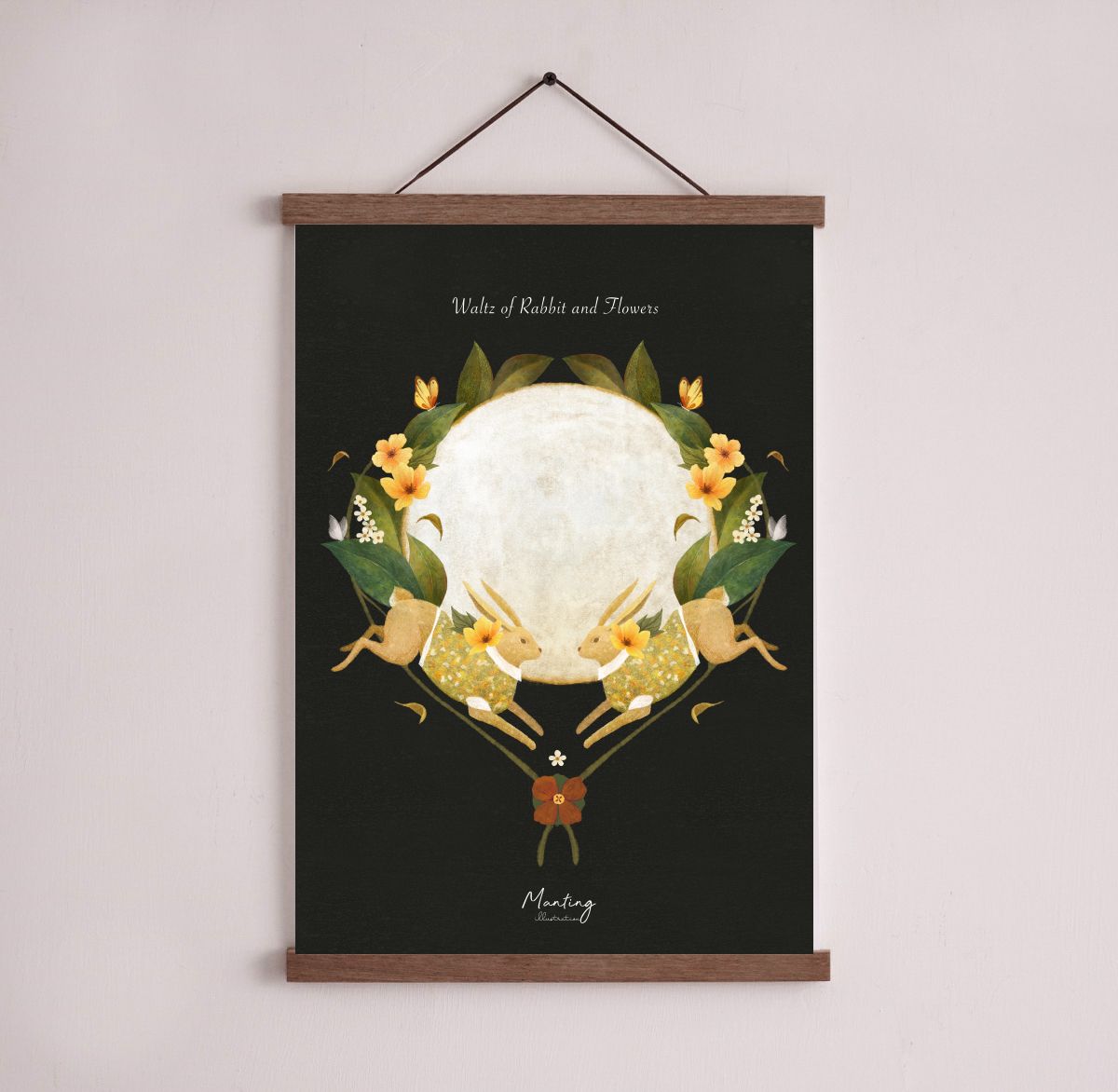 插畫海報 - Waltz of Rabbit and Flowers