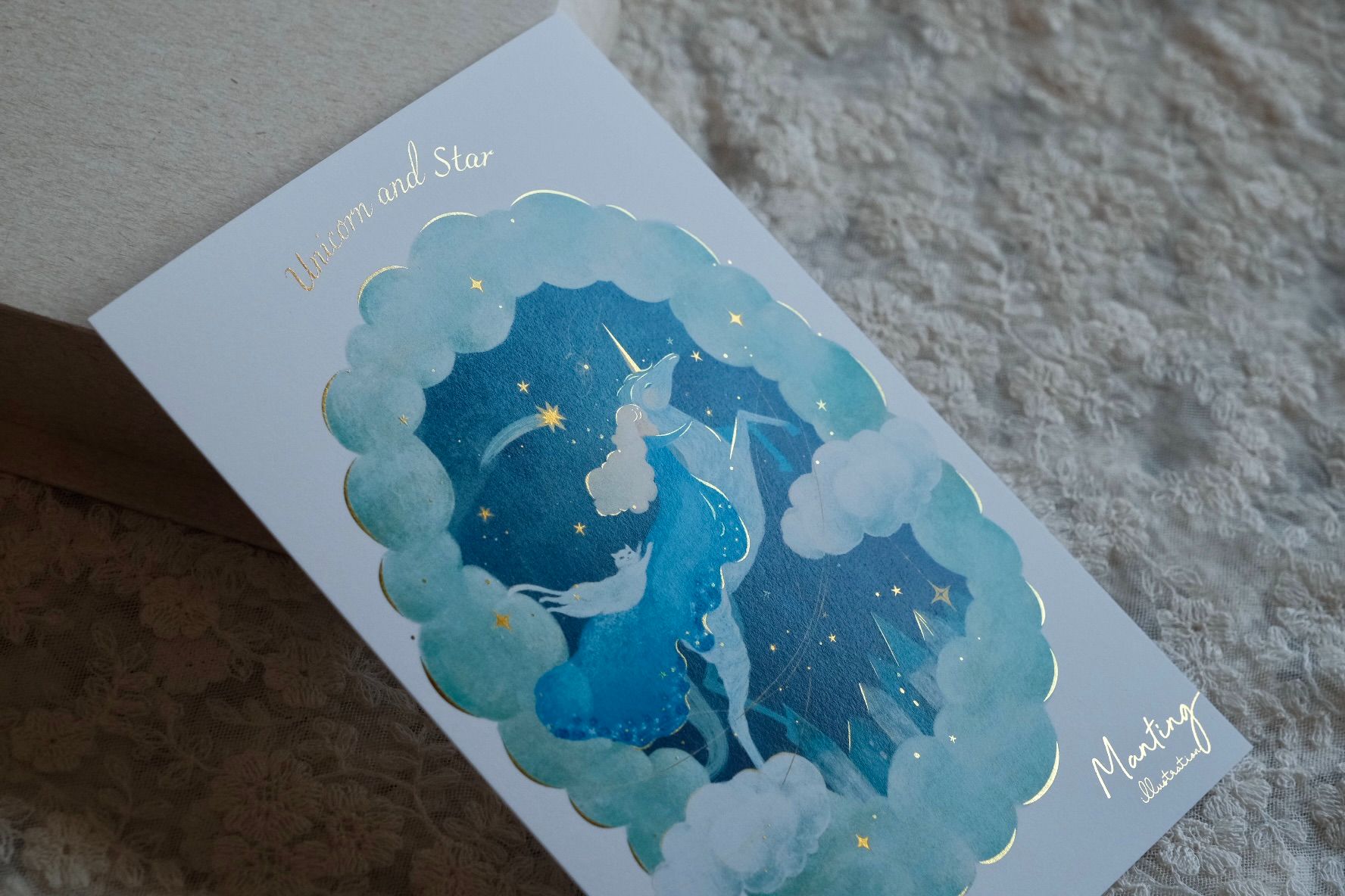 燙金畫卡A5 - 獨角獸與流星
