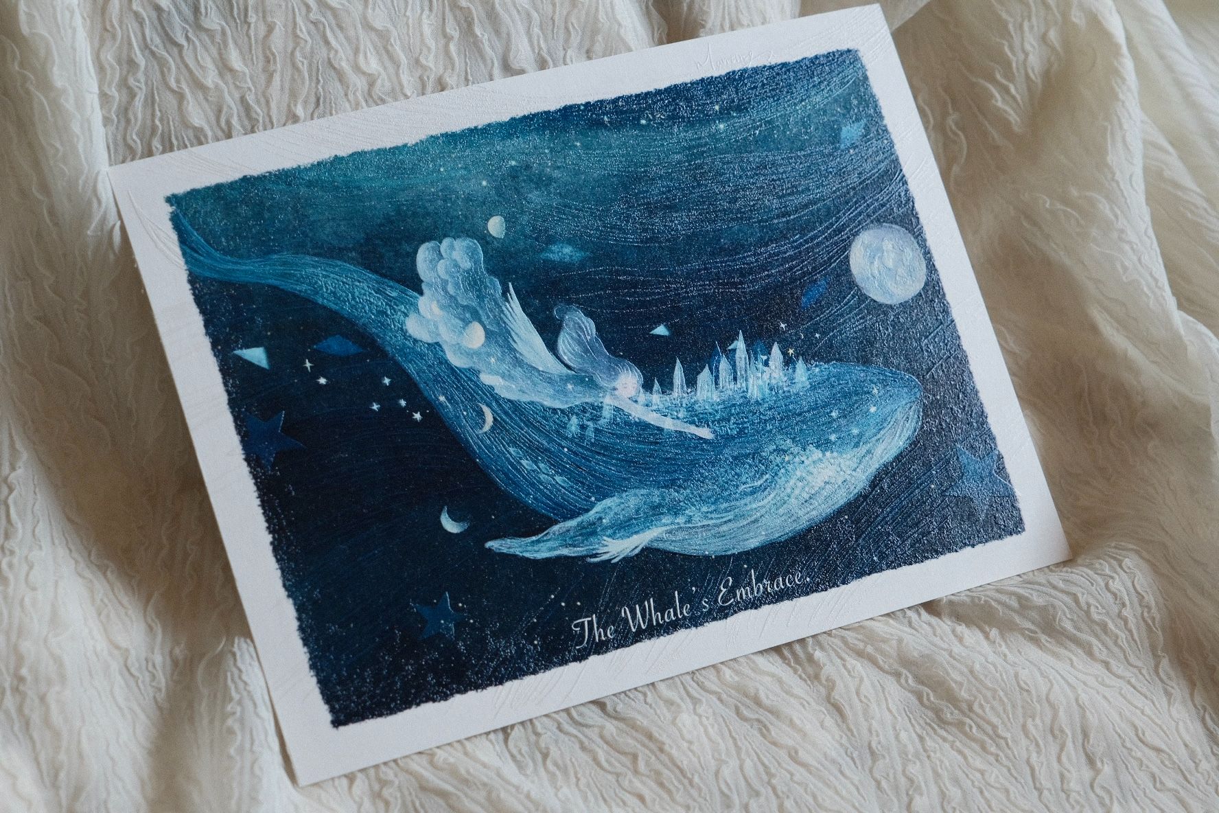 精緻加工浮雕畫卡 15x21cm （A5） - The whale’s embrace/鯨魚的擁抱