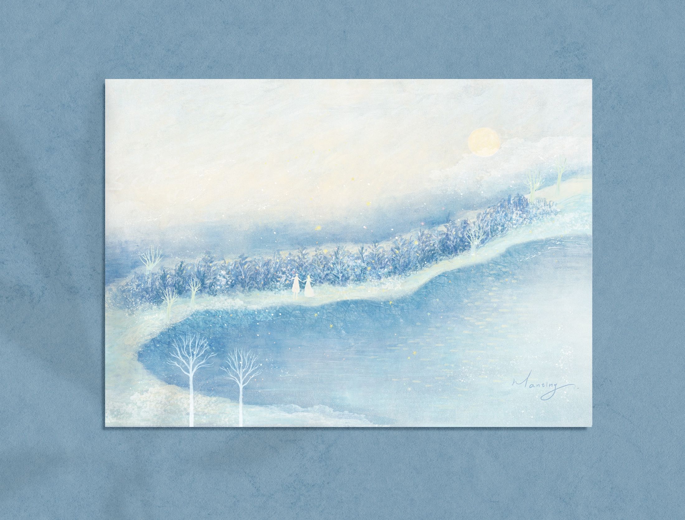 插畫明信片 - 海中的雪景