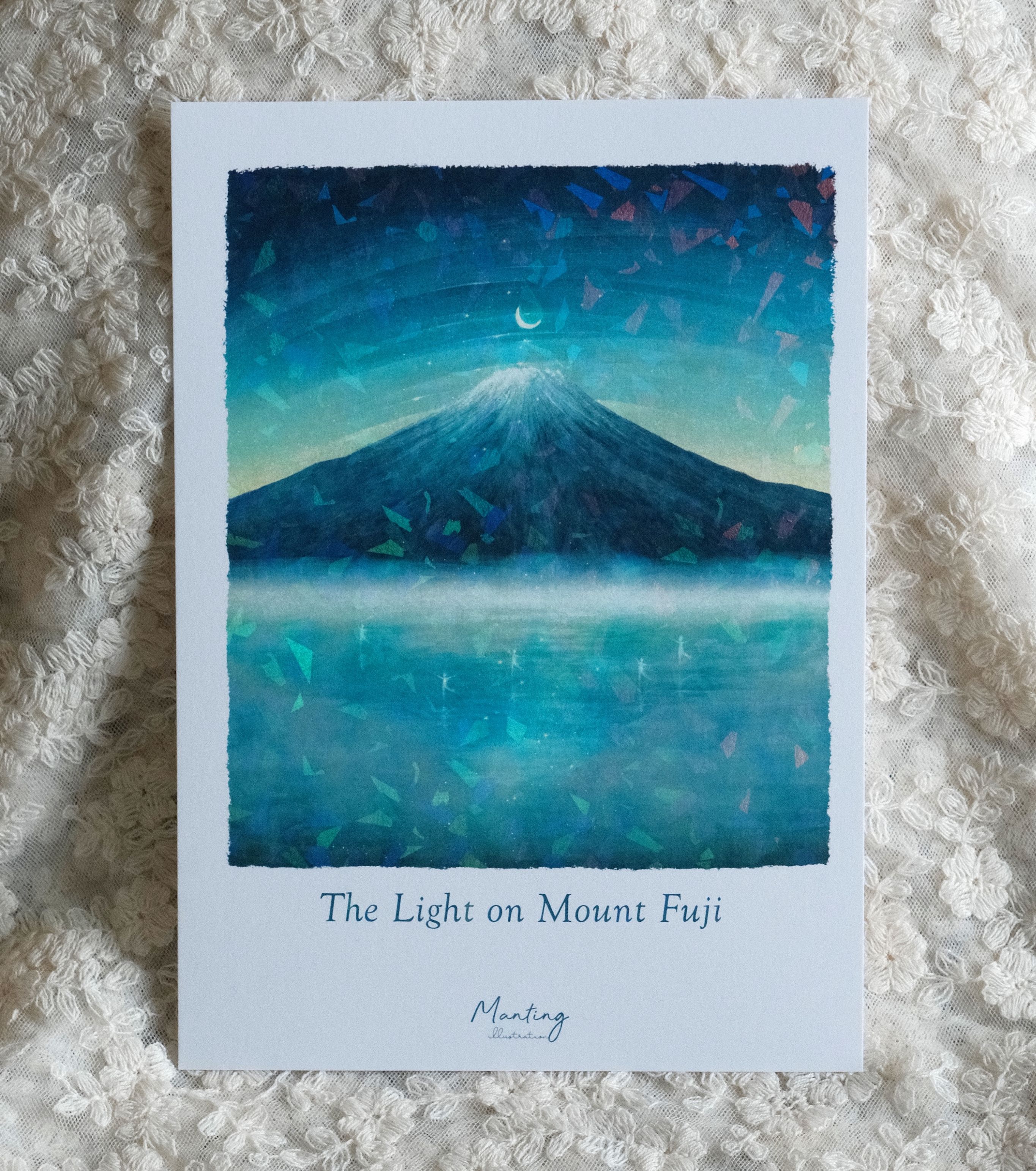 玻璃雷射畫卡 15x21cm （A5） - The light on Mount Fuji