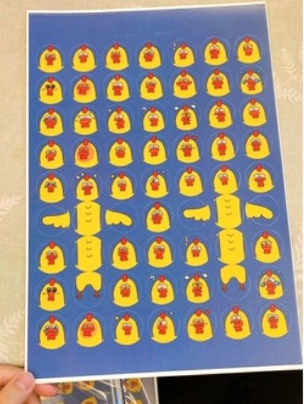嘎嘎雞尖叫表情貼紙63入-A4-每張直徑25mm