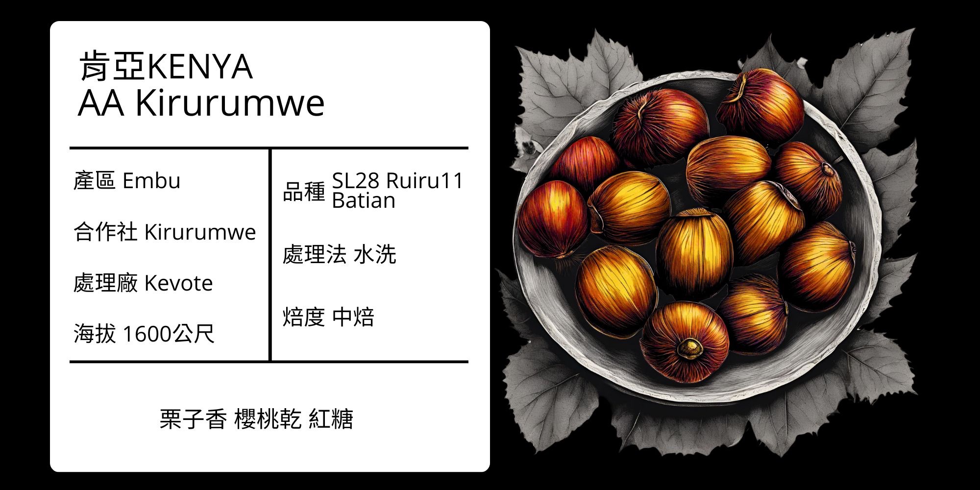 KENYA/ AA Embu Kirurumwe  水洗 中焙
