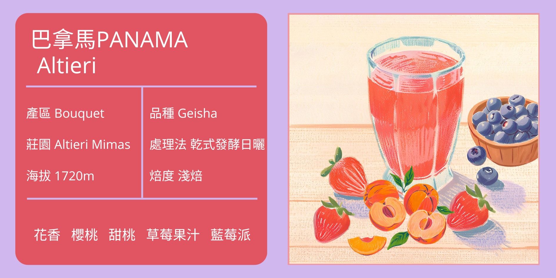 PANAMA/Bouquet/ Altieri Mimas莊園 Geisha 乾式發酵日曬 淺焙 濾泡掛耳咖啡單包入