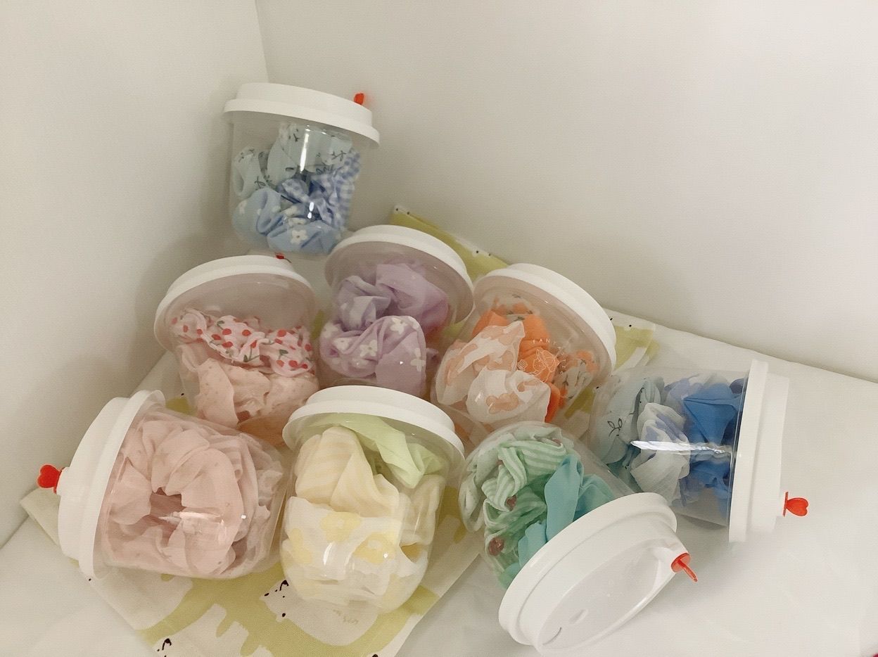 夏日 條紋 素色 雪紡 莫蘭迪色彩 簡約布藝 髮圈 大腸圈 🎁  三條裝