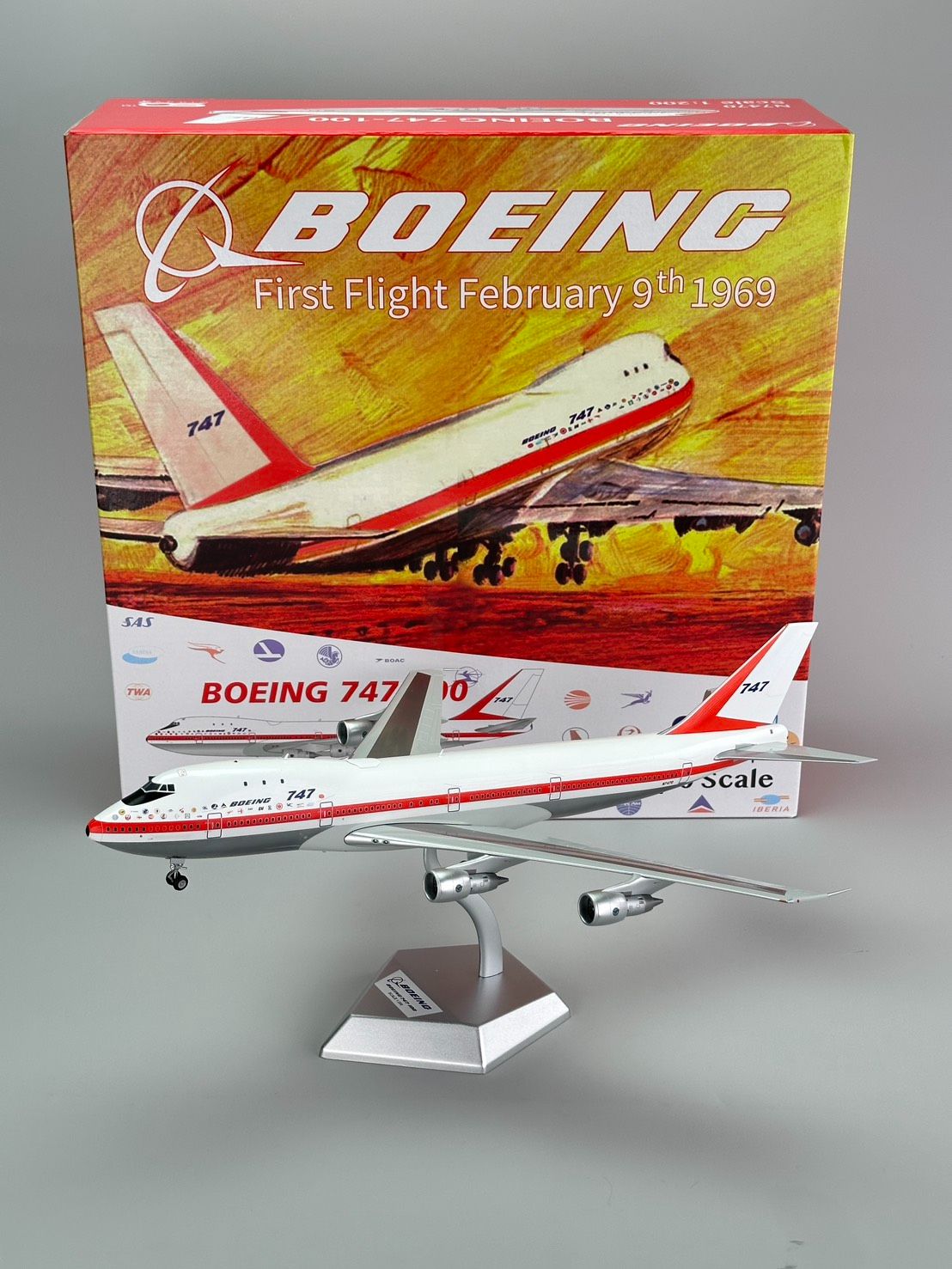 SQ 1/200 波音原廠 首飛 747-100 N7470 金屬模型