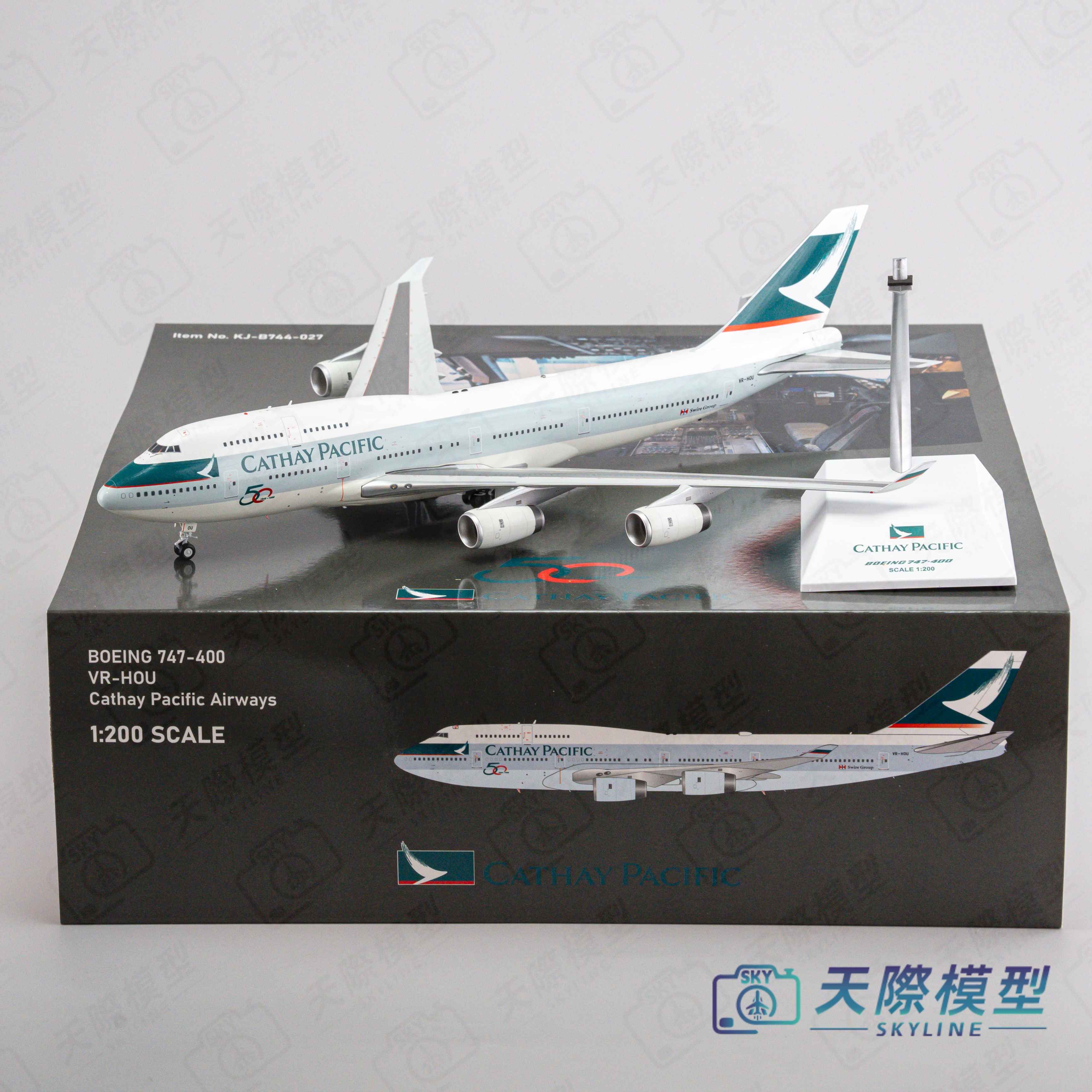 KJ 1/200 國泰航空 747-400 50周年 VR-HOU KJ-B744-027