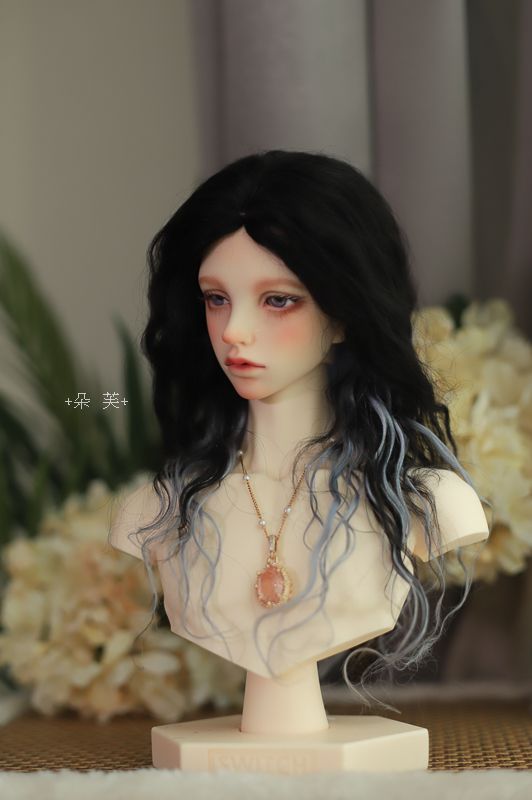 +朵芙+BJD黑拼藍中分馬海毛（3分）