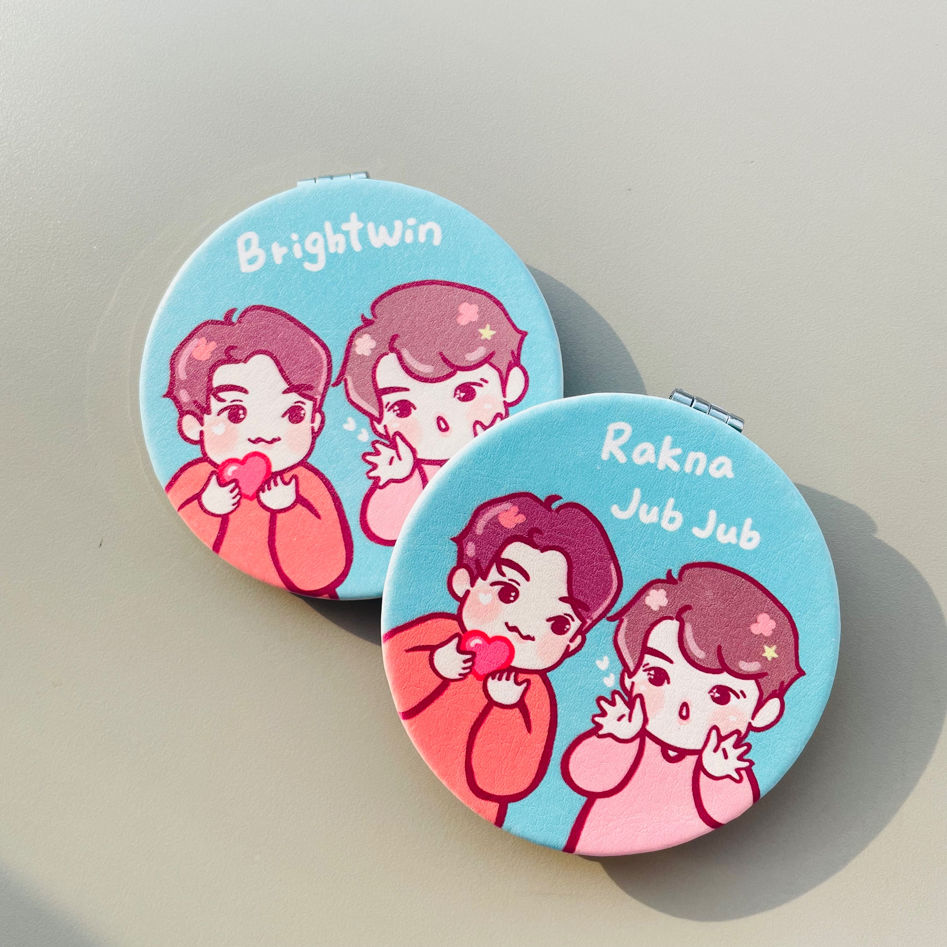 【BrightWin】皮革雙面鏡-RaknaJubJub｜隨身鏡