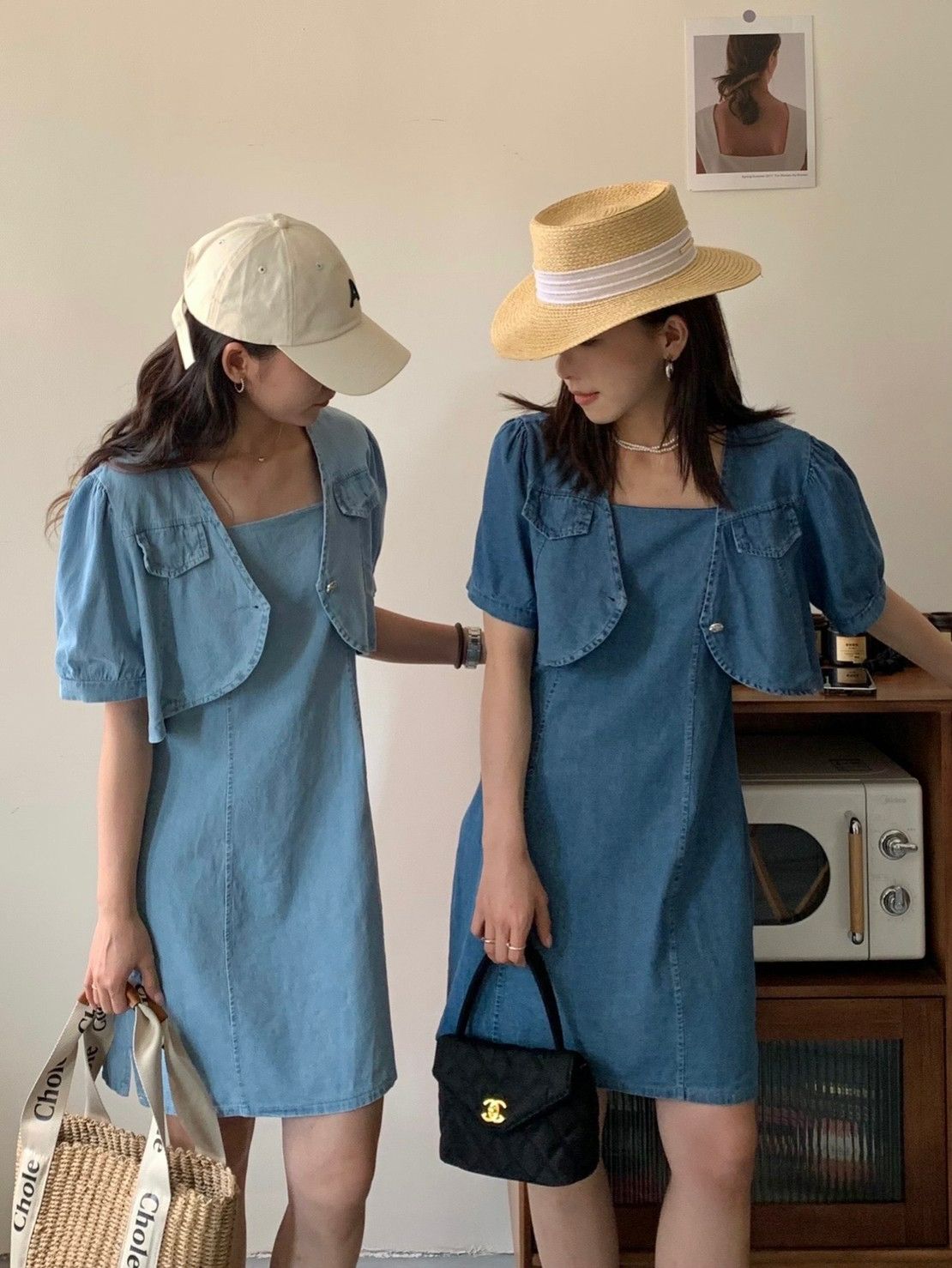 預購-2212簡約牛仔吊帶裙兩件式套裝