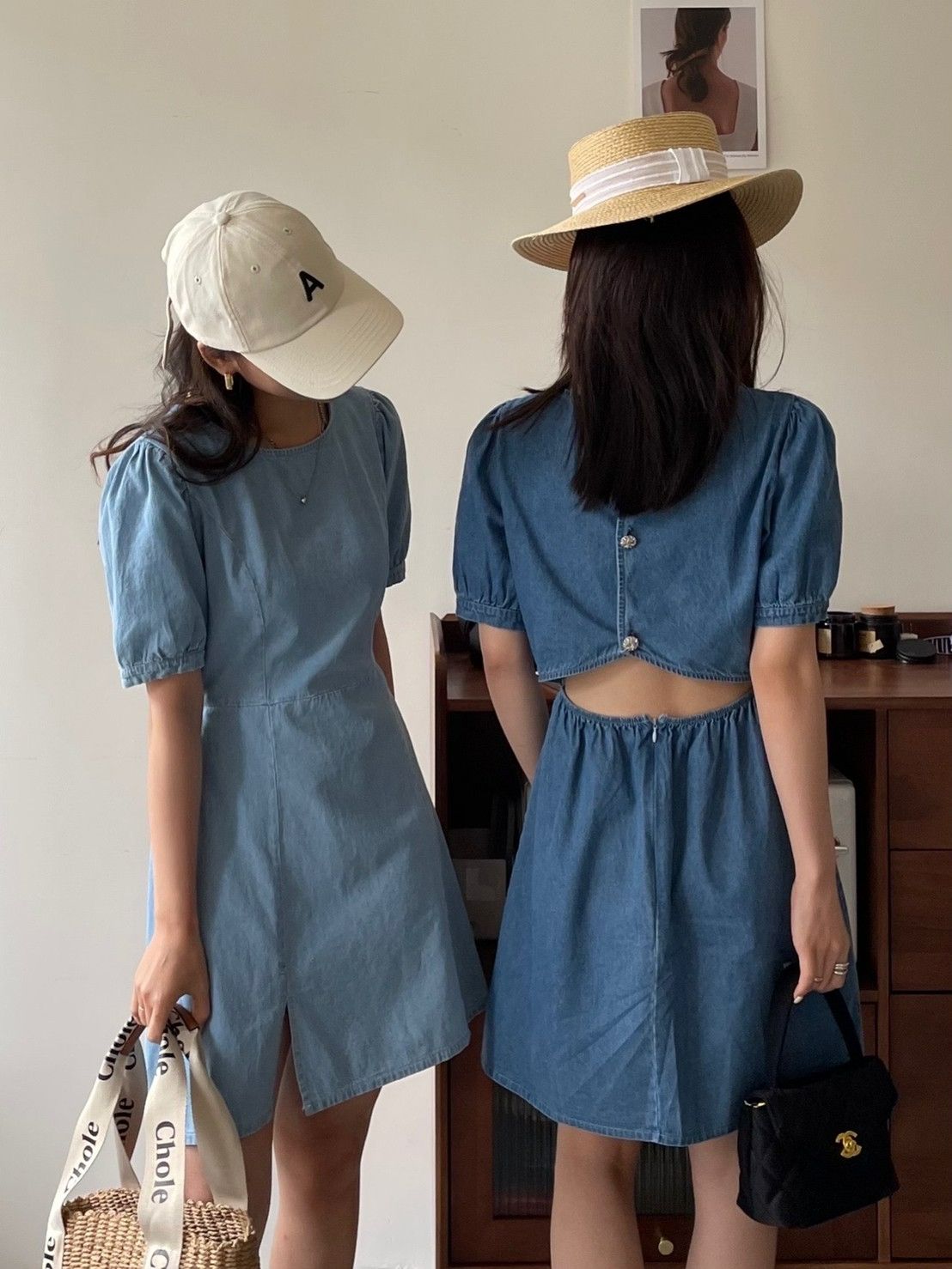 預購-2213性感鬆緊腰顯瘦牛仔連身裙