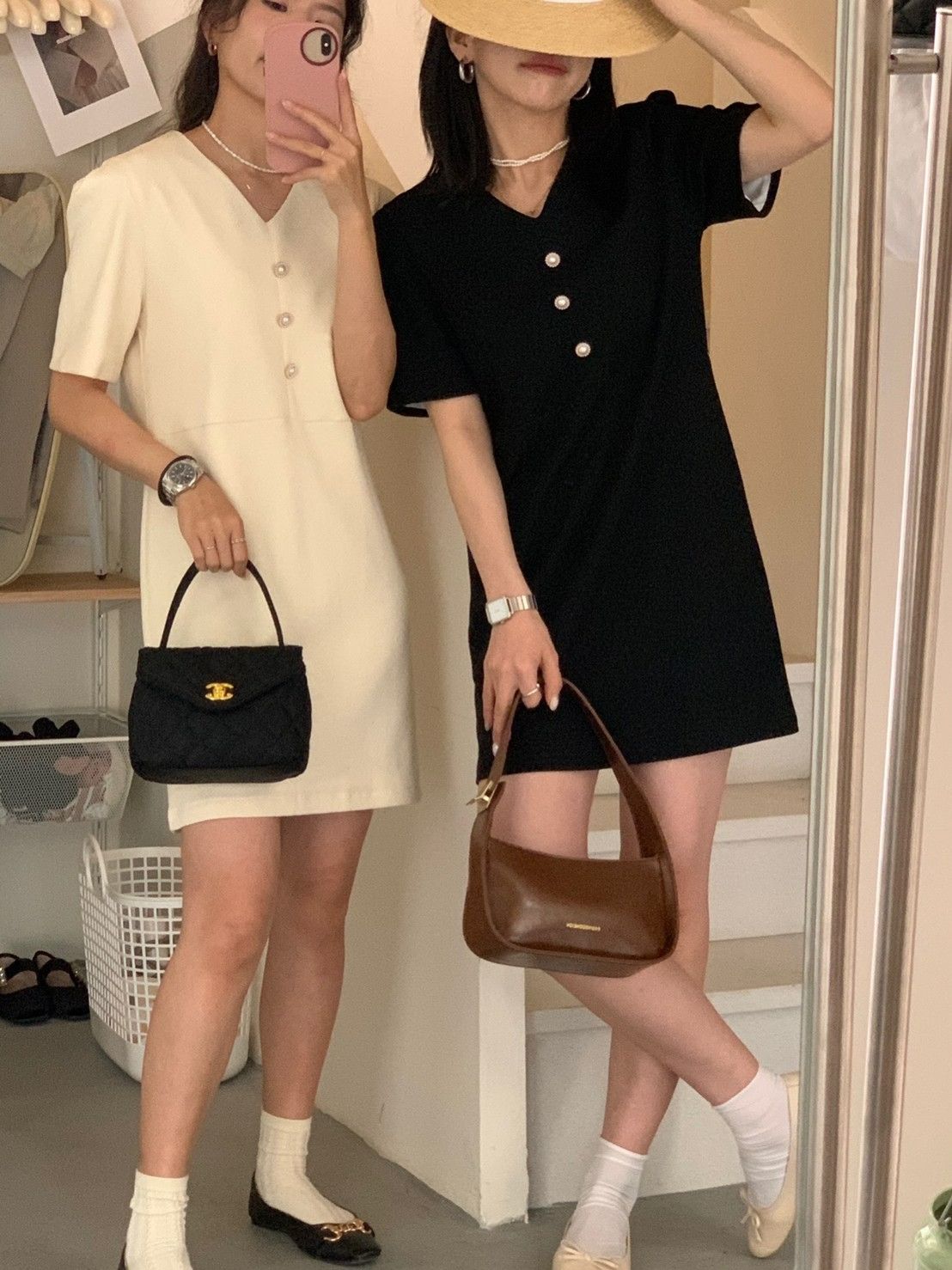 預購-2218小香風氣質珍珠釦連身裙