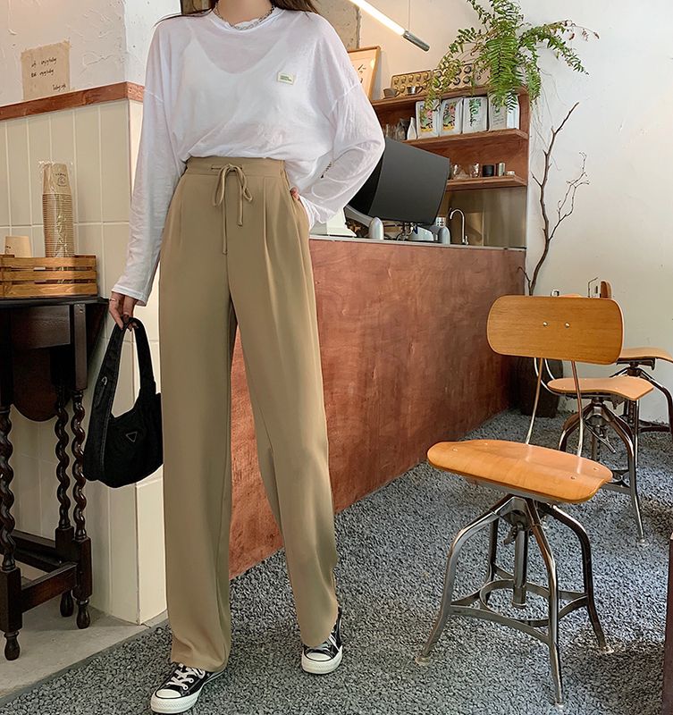 預購-2222遮肉寬鬆繫繩西裝闊腿褲（有大尺碼）